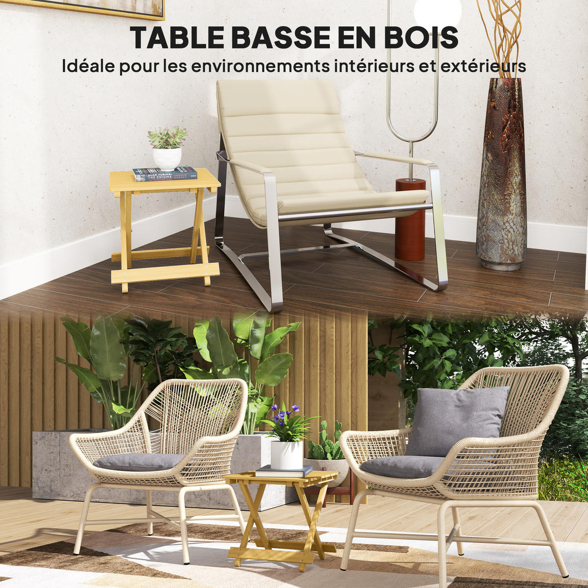 GARTENBEISTELLTISCH DE-14153 klappbar, Massivholz-Lattenrost, 40x43x40 cm Natur - Naturfarben, Holz (43/40/40cm) - ComfortXL