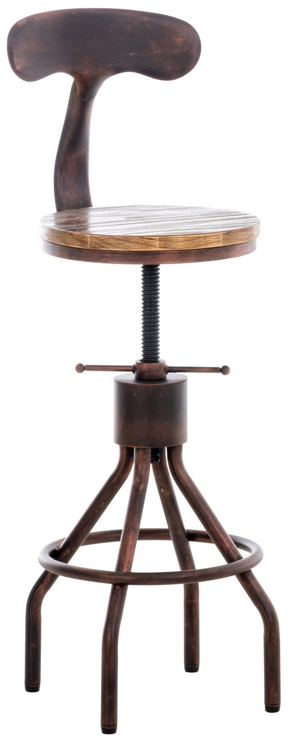 BARHOCKER Hafa, Holzsitz Gestell, Bronze - Braun/Bronzefarben, Holz/Metall (41/100/41cm) - TPFLiving