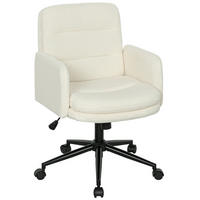 SCHREIBTISCHSTUHL höhenverstellbar Homeoffice Stuhl mit Bouclé-Optik, Cremeweiß - Creme/Schwarz, Textil/Metall (61.5/101/65cm) - HOMCOM