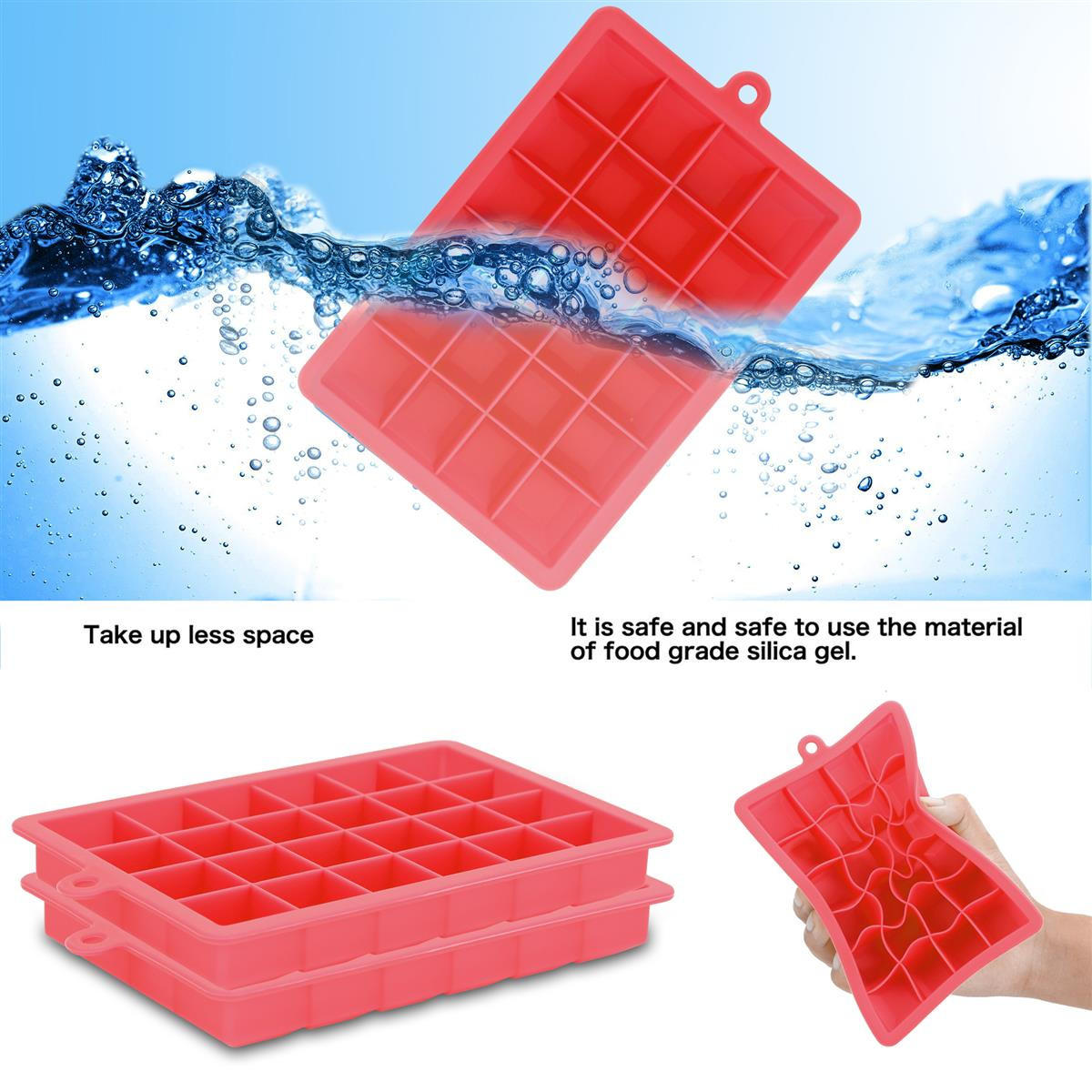 EISWÜRFELFORM 2er Set - Rot, Kunststoff (13/2.5/18cm) - Intirilife