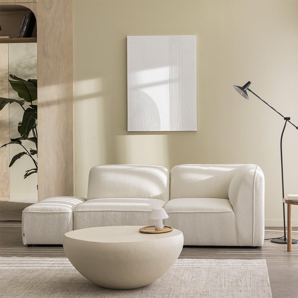 POUF für modulare Couch aus Boucle-Stoff - NOOR - Ecru - Ecru, Textil (97/42/53cm) - Drawer