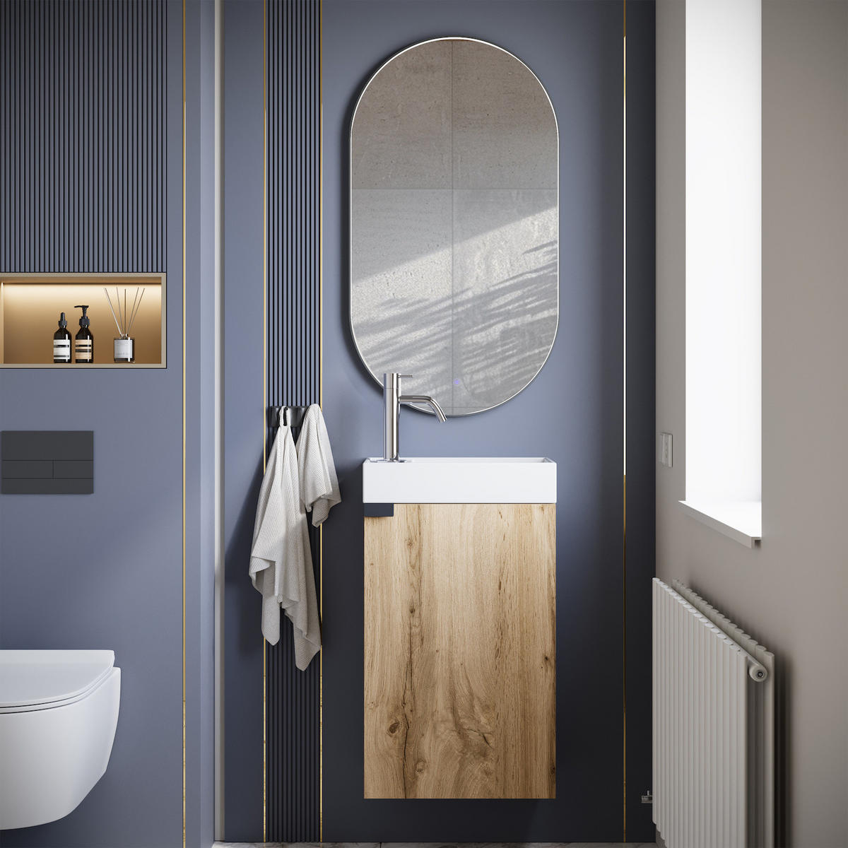 GÄSTE-WC-MÖBELSET Apollo 2 Teile Eiche - 40 x 22 x 68 cm - Eichefarben, Holz (40/68/22cm) - Badplaats