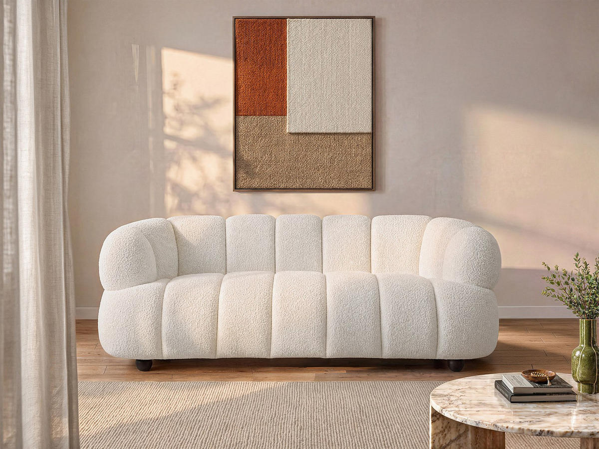 SOFA - 2 Personen - stoff - gebrochenes weiß Coliani - Weiß, Holz/Textil (200/73/94cm) - Vente-Unique