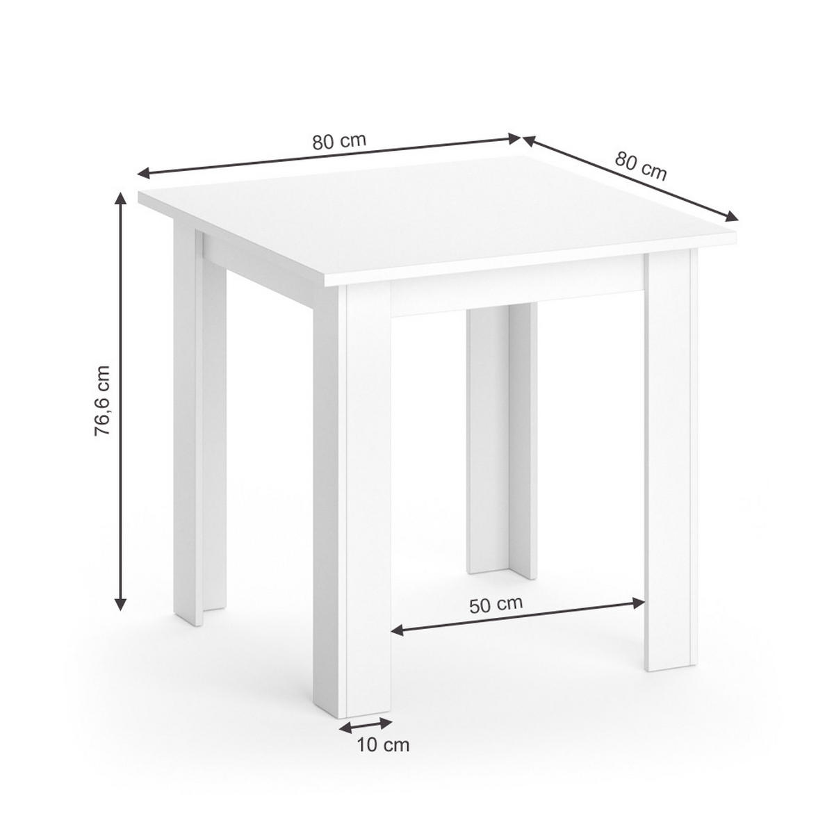 ESSTISCH Karlos Weiß 80 x 80 cm - Weiß, Holzwerkstoff (80/80/76.6cm) - Vicco