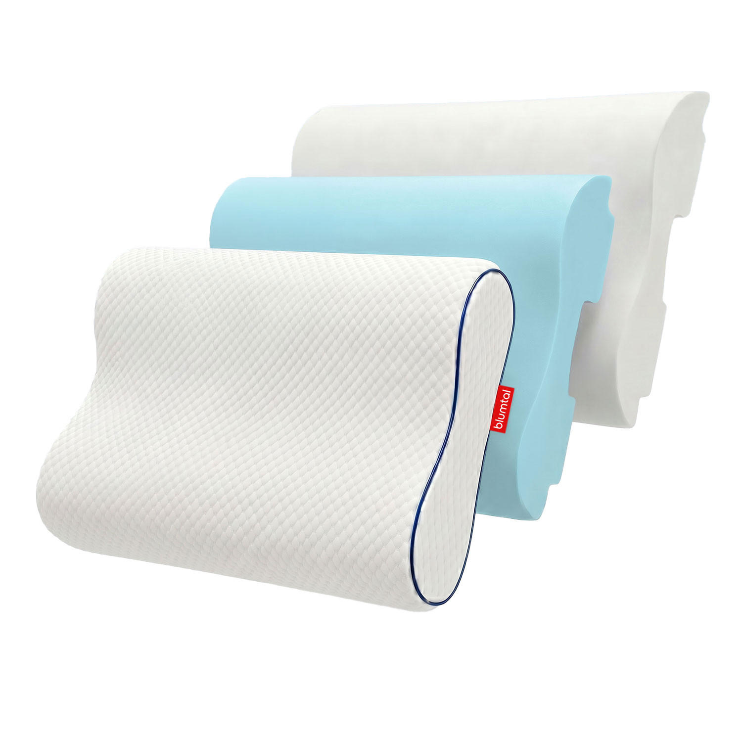 ORTHOPÄDISCHES Nackenkissen 60x36x9/13 cm - Weiß, Textil (36/60cm) - Blumtal