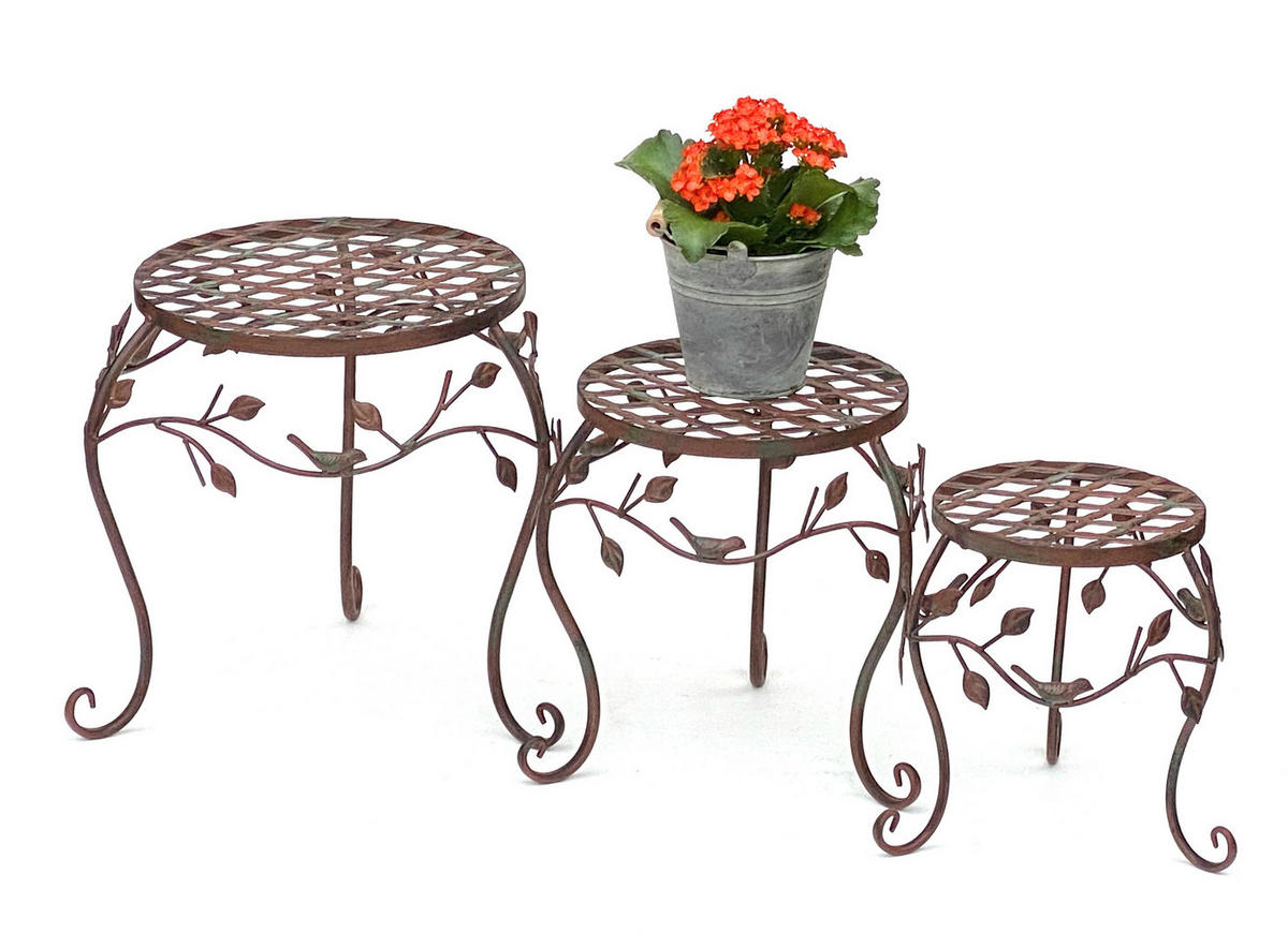 BLUMENHOCKER 3er Set Metall Braun 25-35 cm - Braun, Metall (35/35/35cm) - DanDiBo