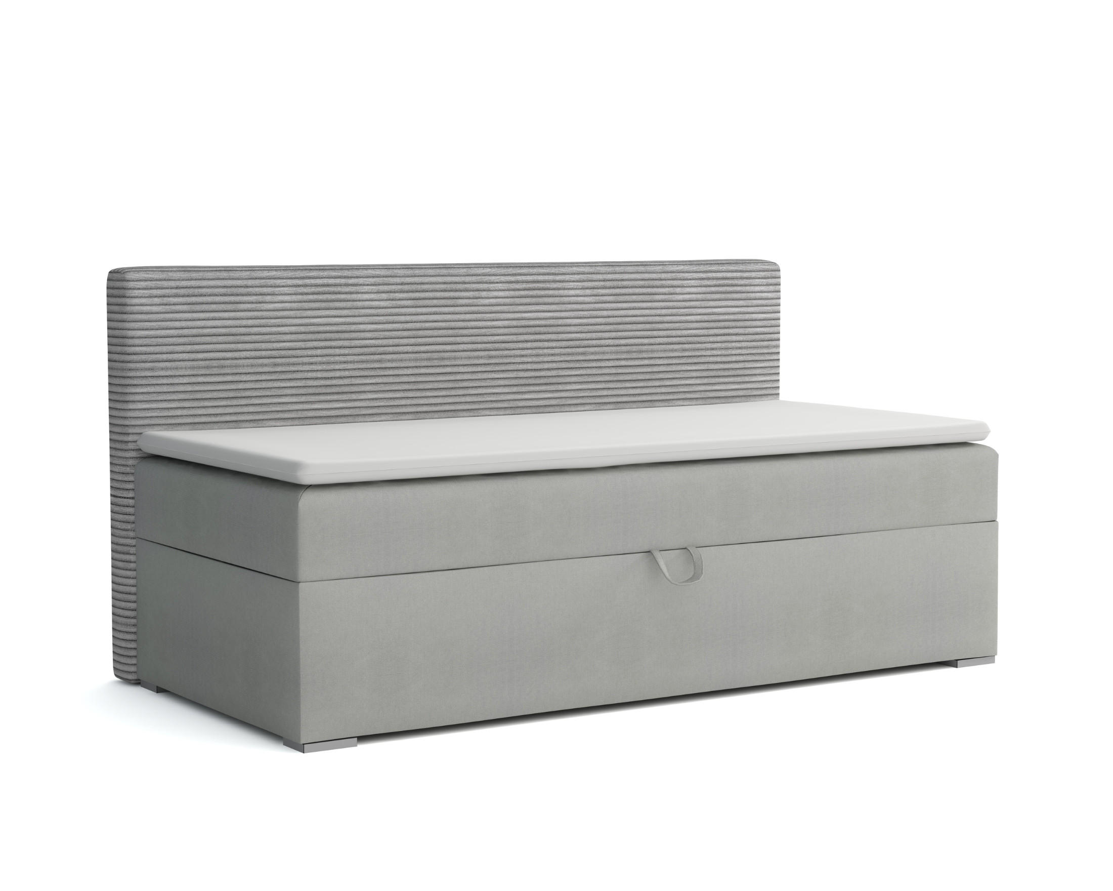 BOXBETT MATI 90/200 Hellgrau mit Taschen-Federkernmatratze H4 - Hellgrau, Holz/Holzwerkstoff (90/200cm) - Deine Möbel 24