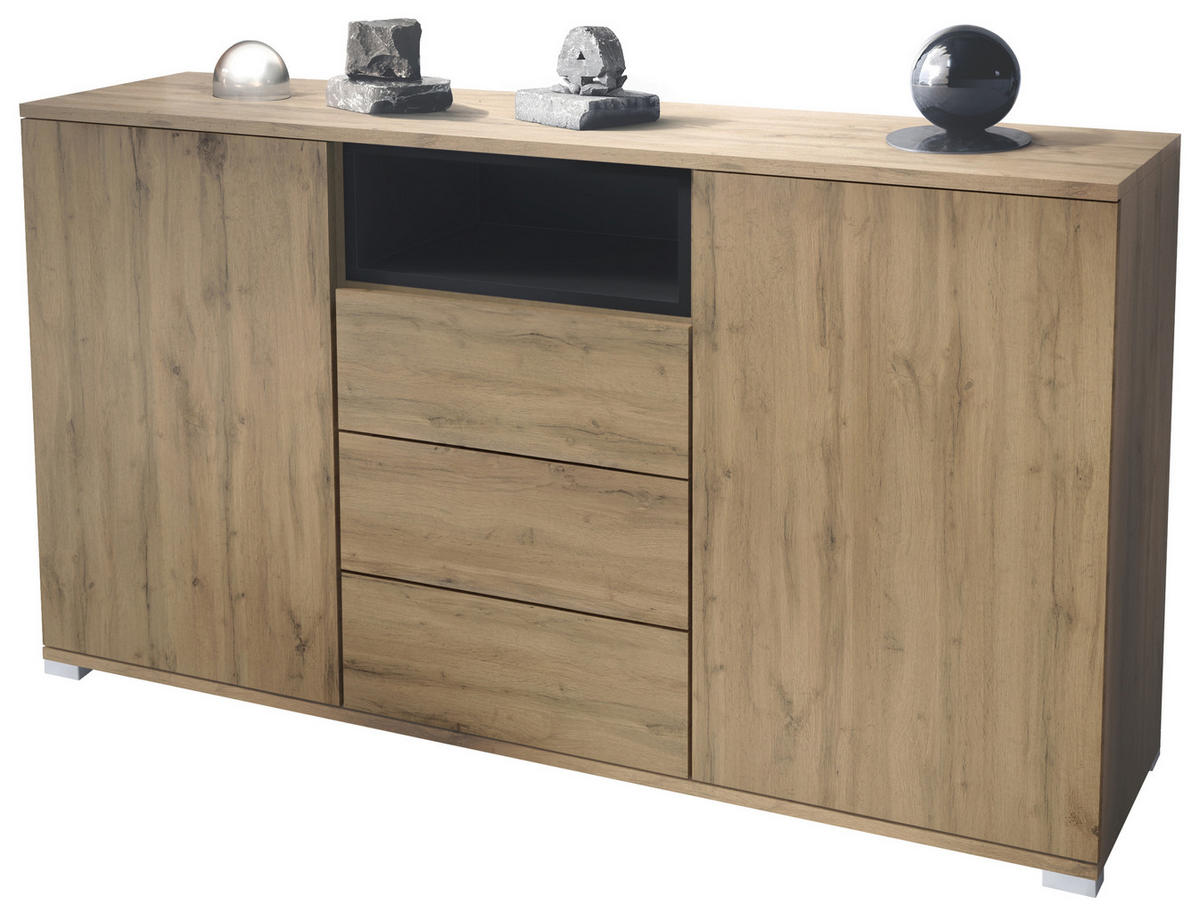 SIDEBOARD Skadu Schwarz matt - Schwarz, Holzwerkstoff (138.5/75.5/35cm) - Vladon
