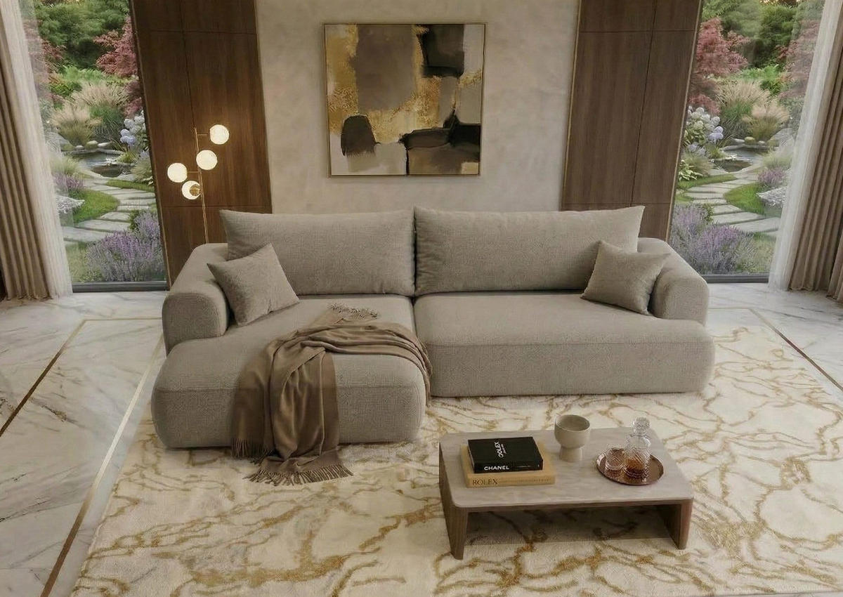 BIG-SOFA Vitton Beige Links - Beige, Textil (260/85/200cm) - B&B Home