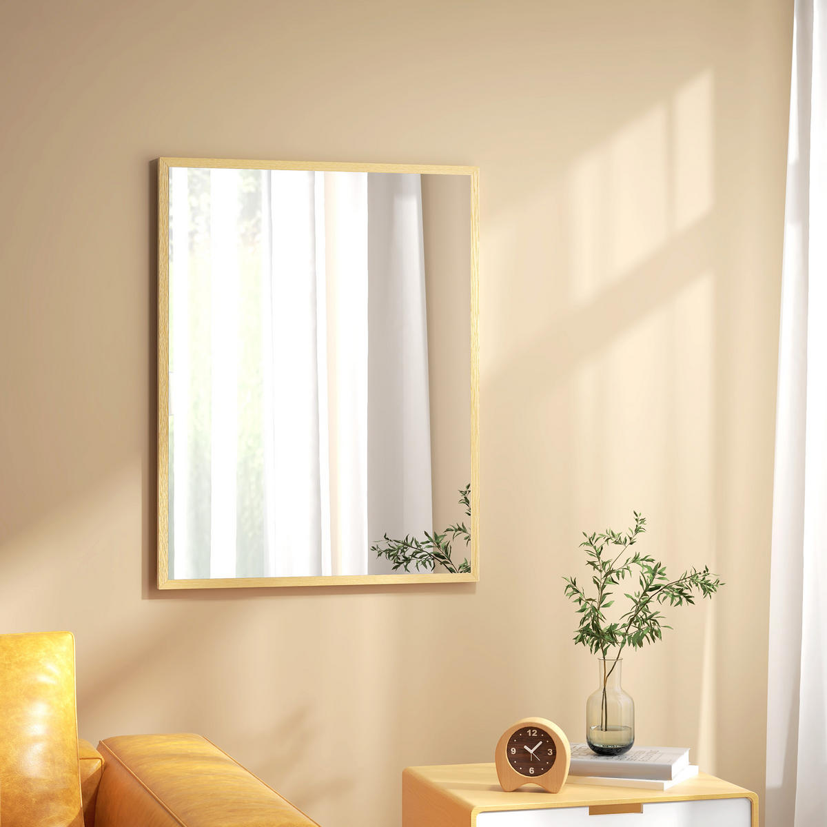 WANDSPIEGEL DE-14263 rechteckig 90x70 cm Natur - Naturfarben, Glas (70/90/2cm) - ComfortXL