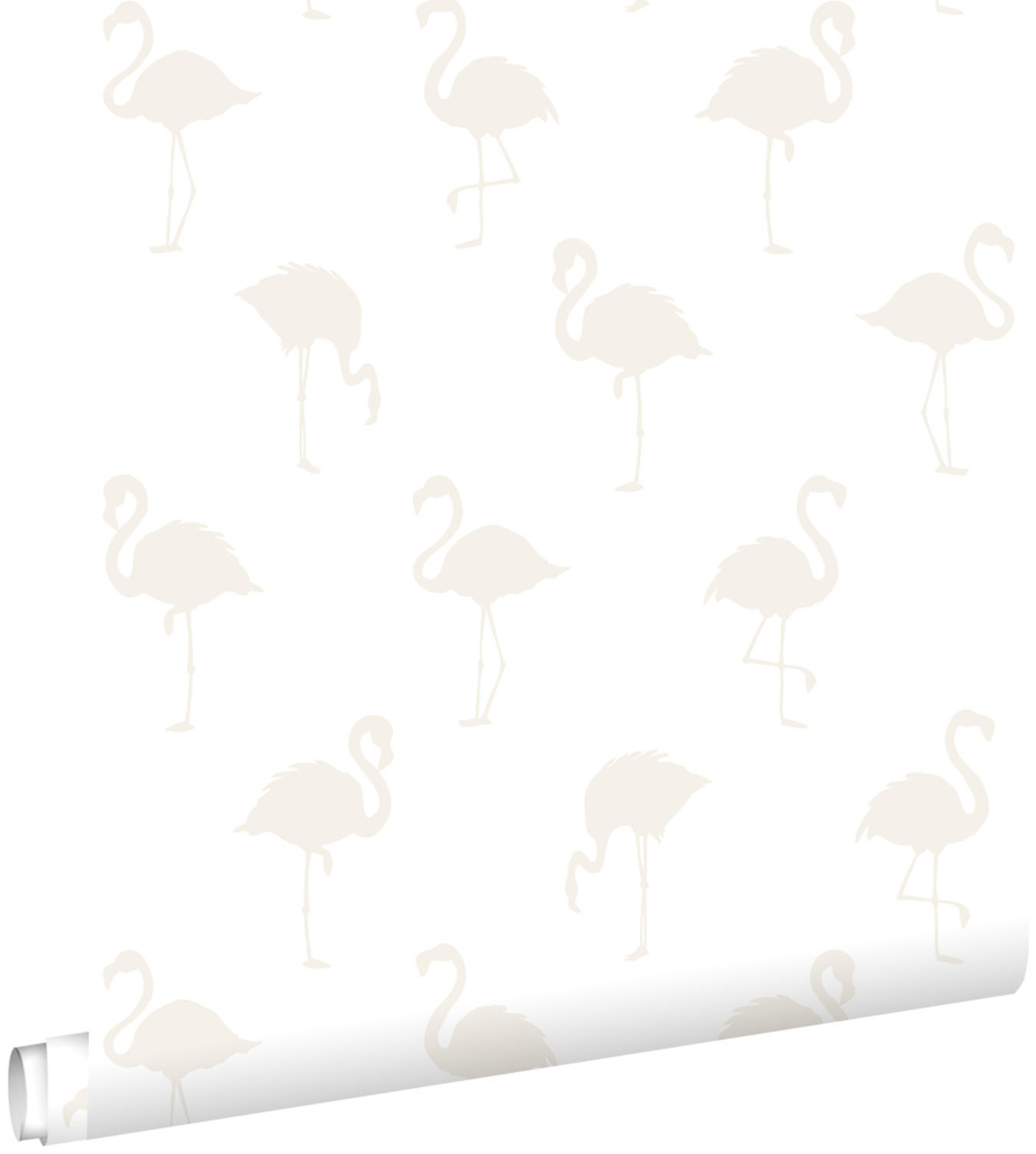 TAPETE Flamingos 53 cm x 10.05 m - Weiß, Papier (53/0.1cm) - ESTAhome