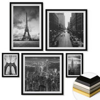WANDBILDER 5er-Set - 50x50 cm & 20x30 cm & 40x60 cm Schwarzer Rahmen - Sommerstrände, Meereslandschaft - Schwarz, Kunststoff (40/60cm) - ArtPrintCave