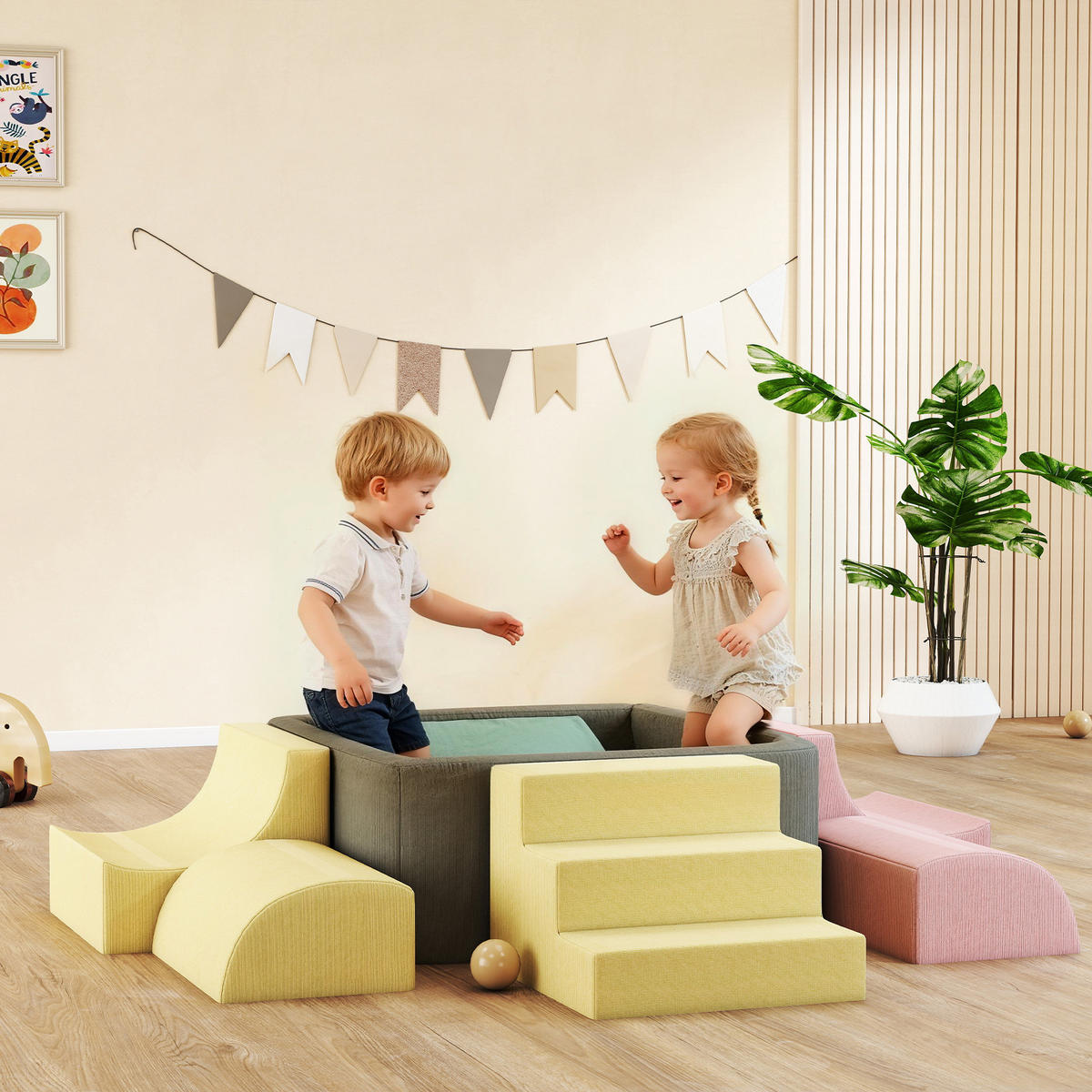 MOTORIKSPIEL DE-18212 7-teilig, waschbarer Cord-Bezug Multicolor - Multicolor, Textil (174/30/174cm) - ComfortXL