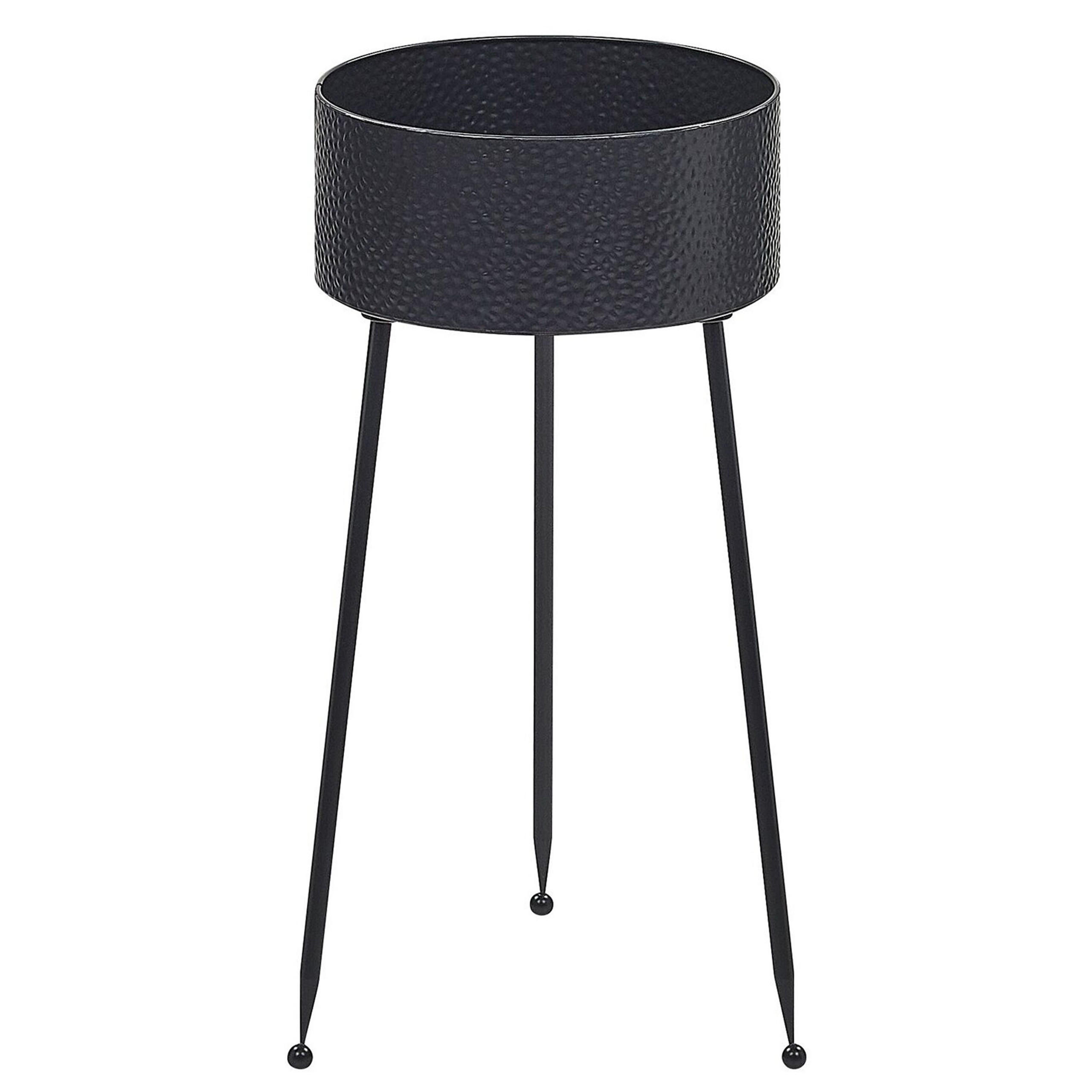 PFLANZENSTÄNDER Metall schwarz 50 cm Leika - Schwarz, Metall (50cm) - Beliani