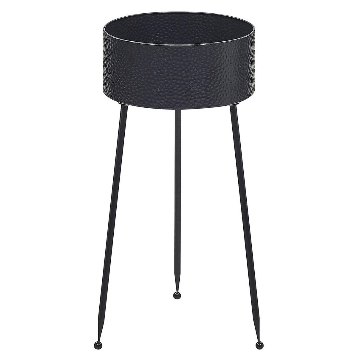 PFLANZENSTÄNDER Metall schwarz 50 cm Leika - Schwarz, Metall (50cm) - Beliani