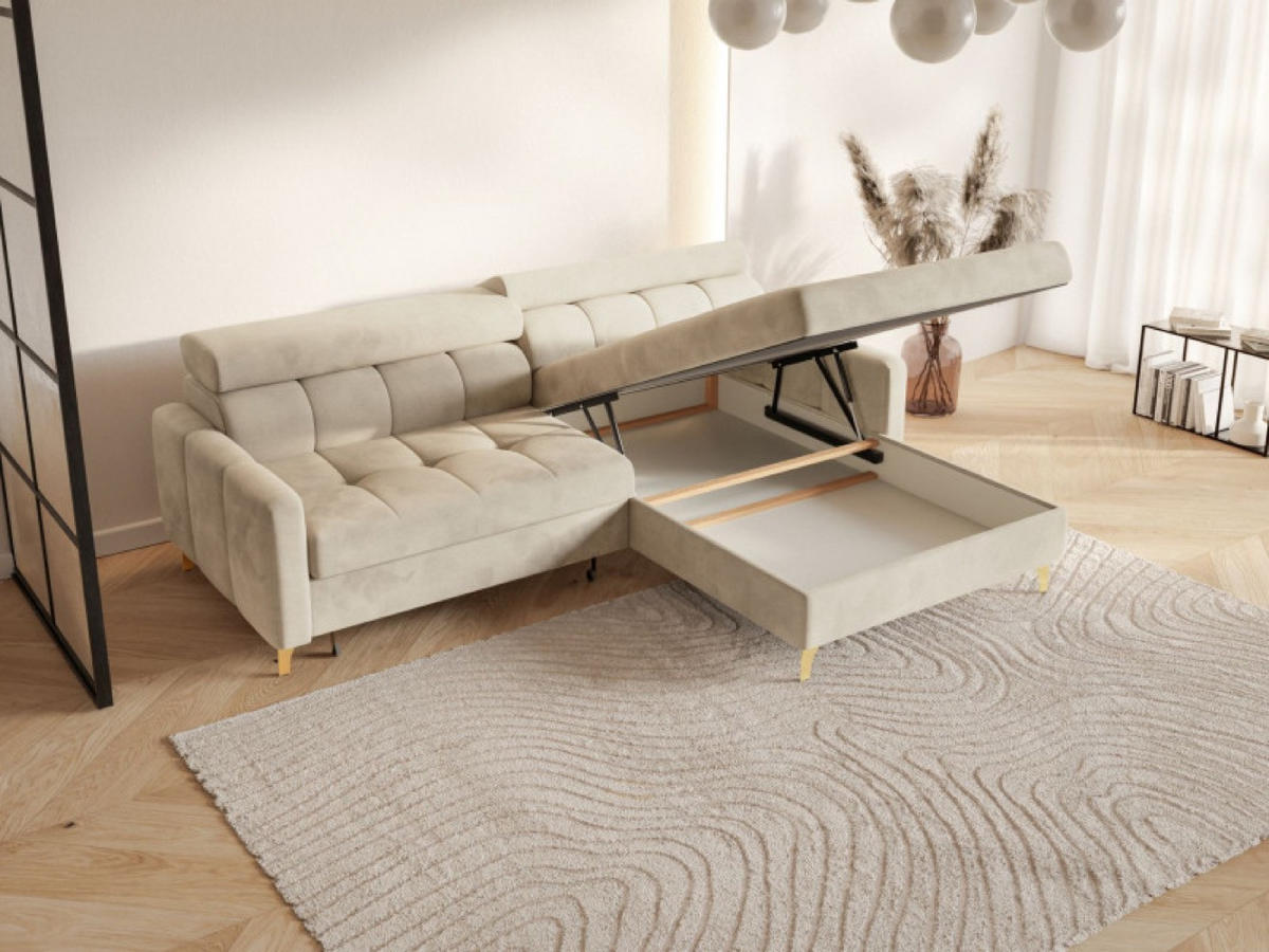 ECKSOFA Creme BAMBINO Mit Verstellbaren Kopfstützen Rechts - Beige/Creme, Textil (174/223cm) - Sepro Meble