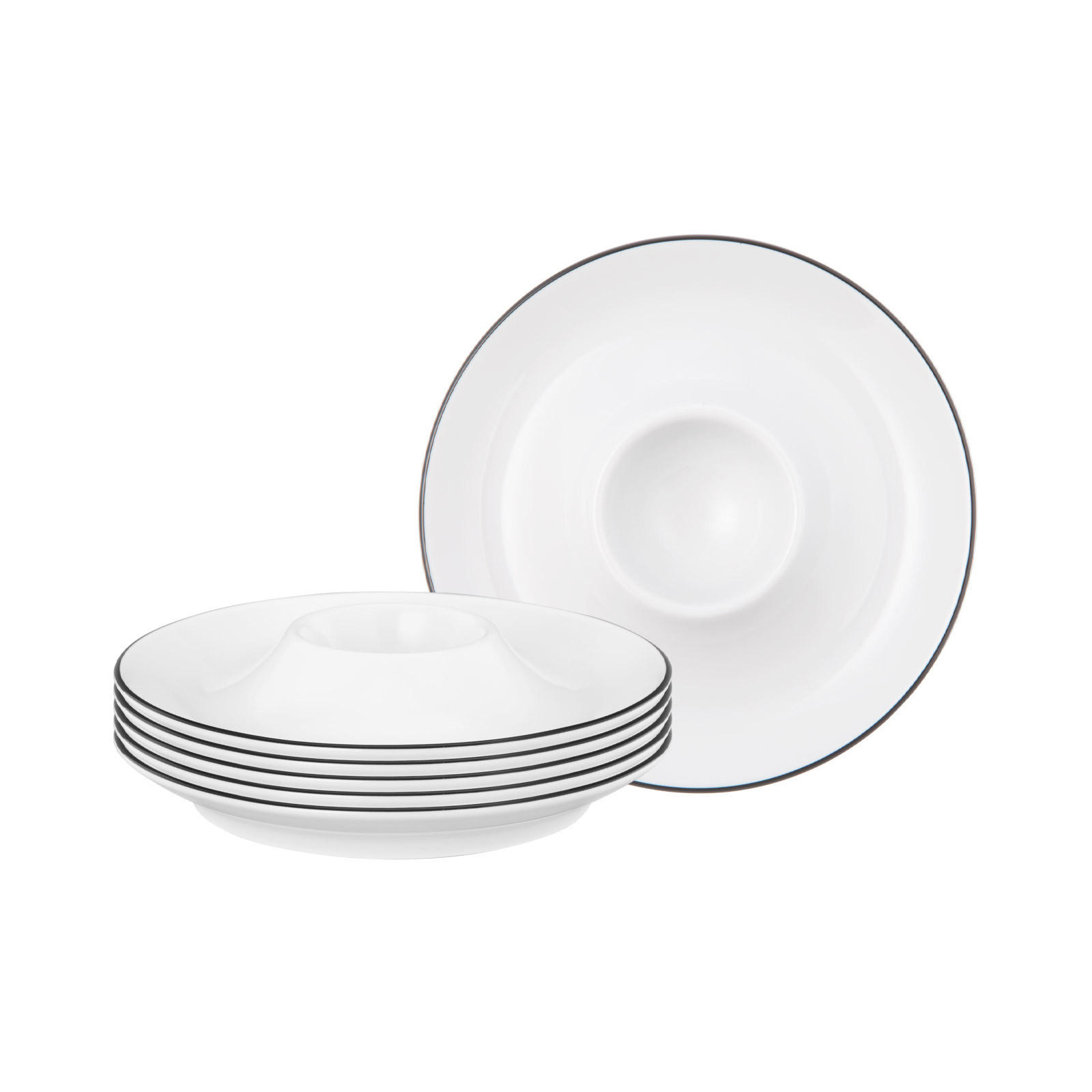 EIERBECHER Lido Black Line weiß ø 12,5 cm 6er Set - Weiß, Keramik (12.5/2.5/12.5cm) - Seltmann Weiden