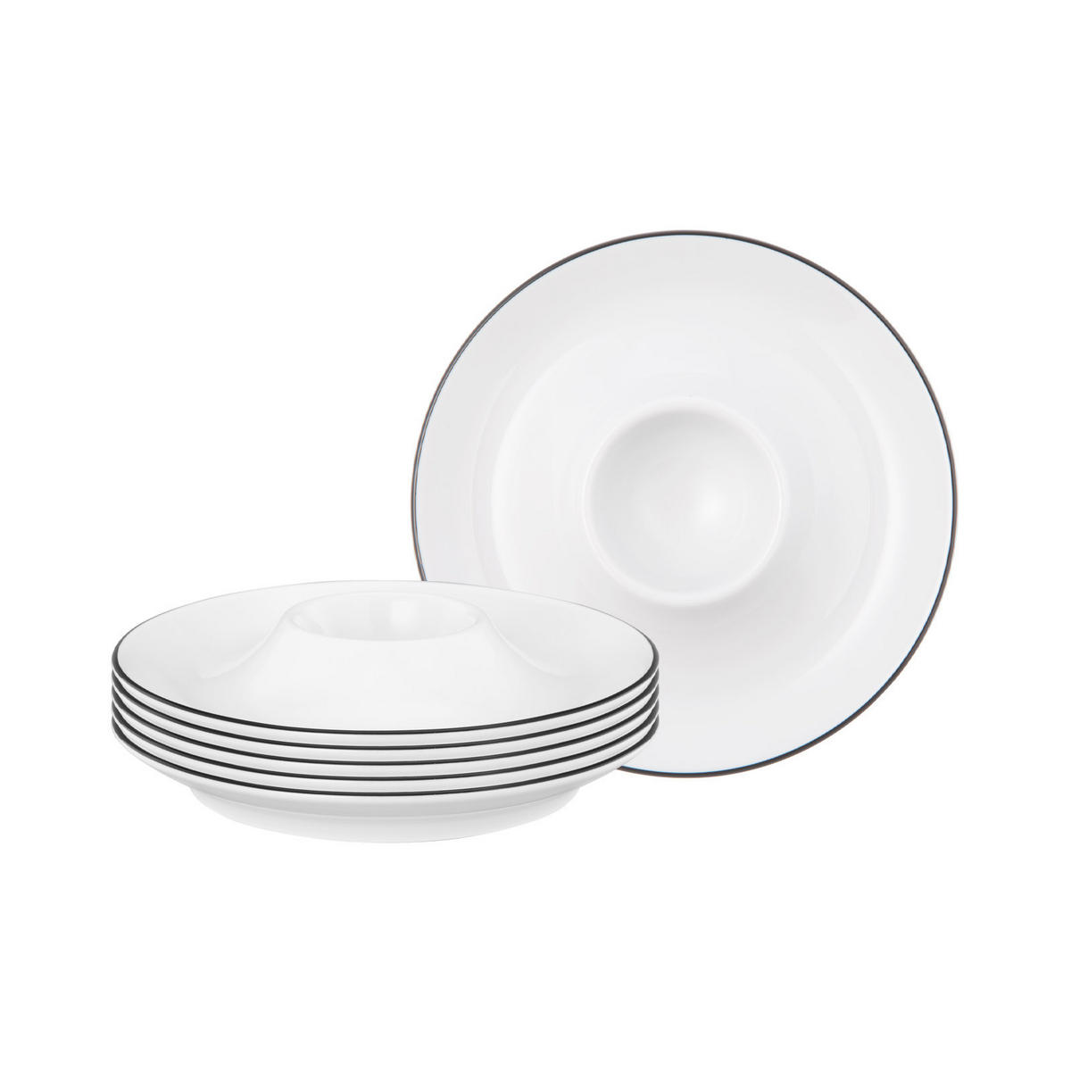 EIERBECHER Lido Black Line weiß ø 12,5 cm 6er Set - Weiß, Keramik (12.5/2.5/12.5cm) - Seltmann Weiden