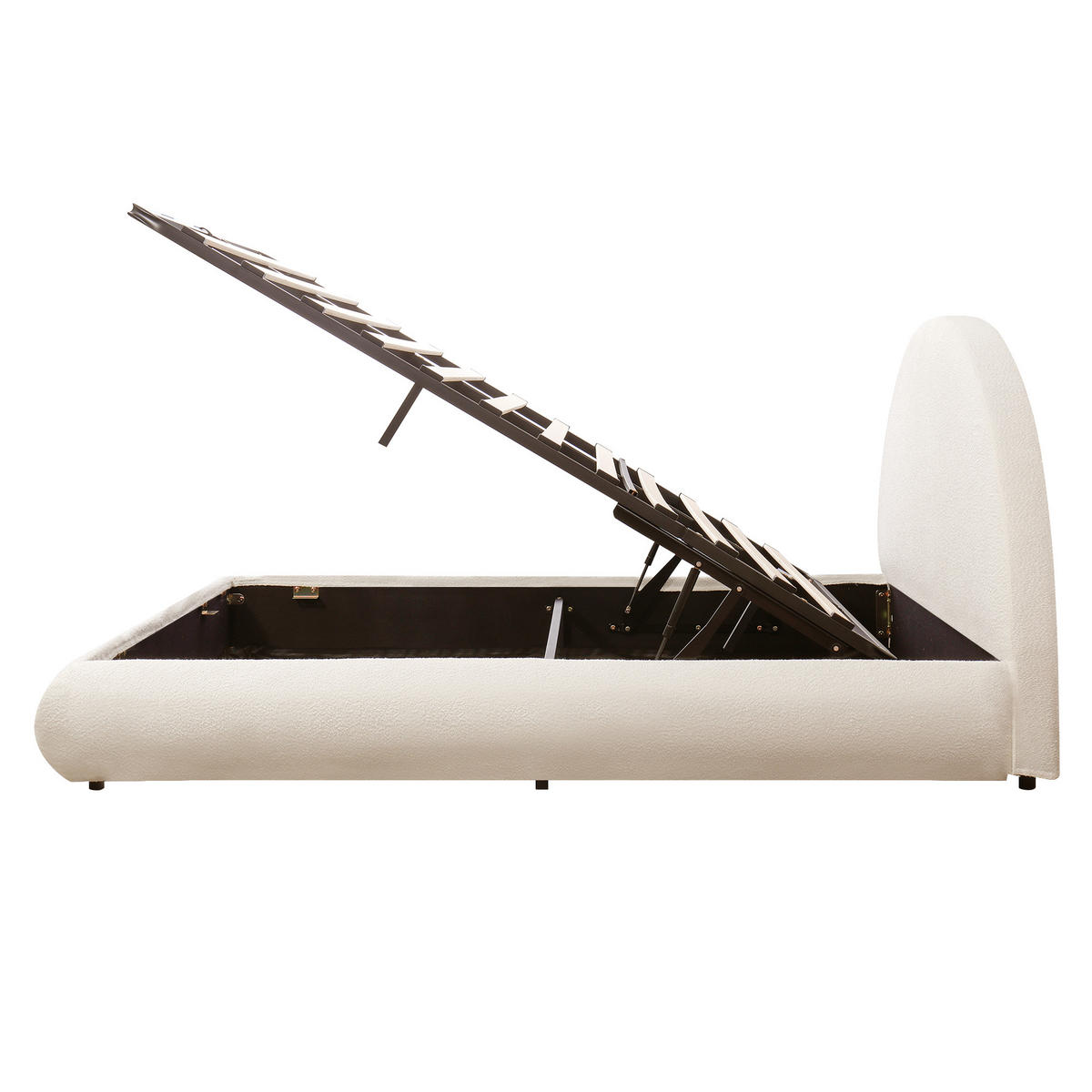 POLSTERBETT aus Schleife 180x200 cm in Weiß mit Stauraum & Lattenrost - Weiß, Textil (180/200cm) - Modfu