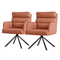 ESSZIMMERSTUHL 2er Set drehbar Orange Stoffbezug - Schwarz/Orange, Textil/Metall (64.5/93/64cm) - ML-DESIGN