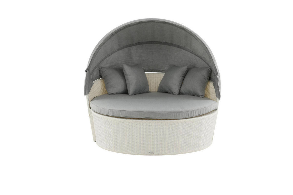 GARTENMUSCHEL PADOVA Weiß 153x76x72 cm - Weiß, Textil (153/72/76cm) - FURNLUX