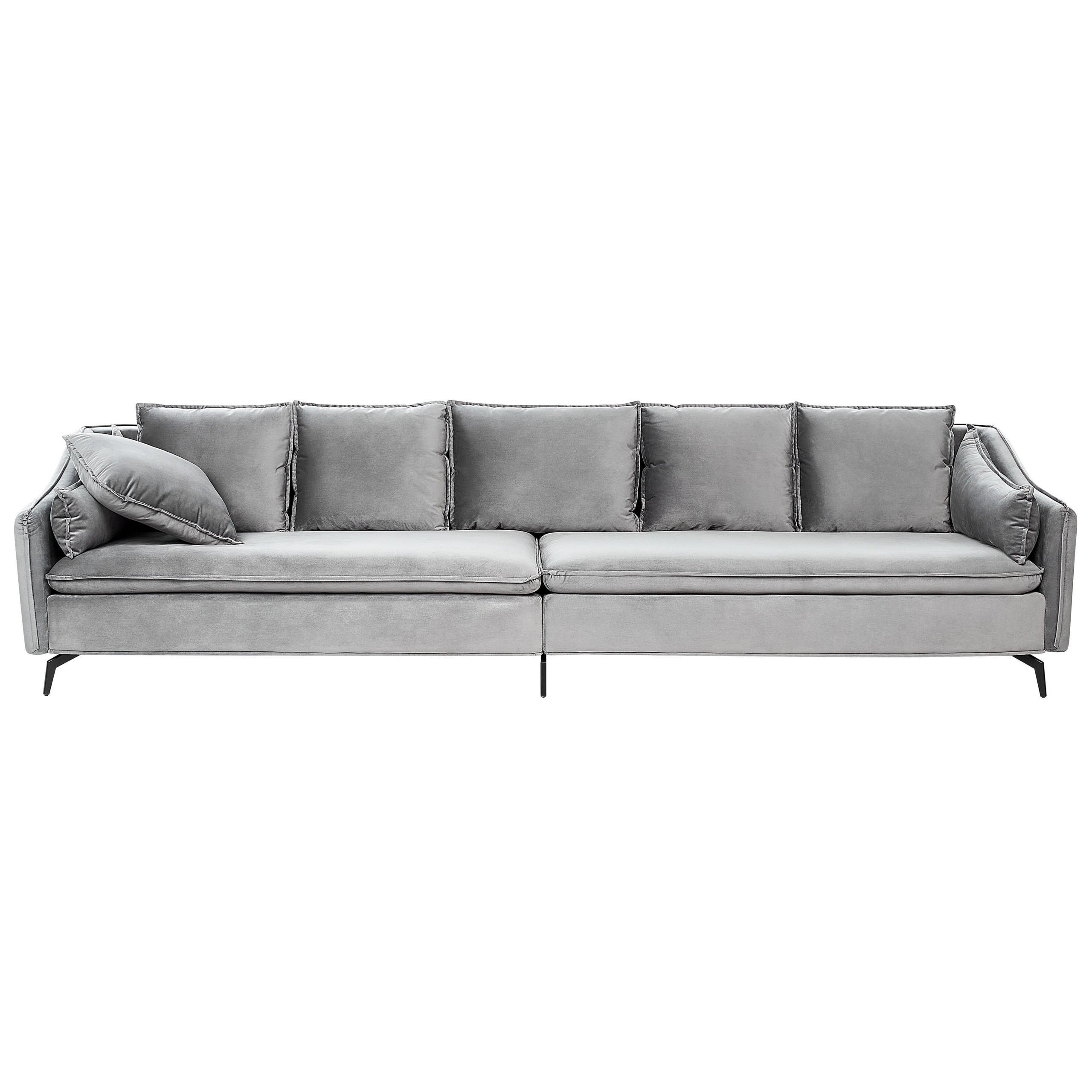 4-SITZER-SOFA Samtstoff Hellgrau Aure - Hellgrau, Textil (342/77/106cm) - Beliani