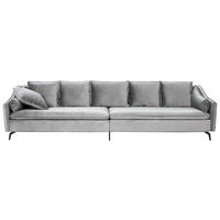 4-SITZER-SOFA Samtstoff Hellgrau Aure - Hellgrau, Textil (342/77/106cm) - Beliani