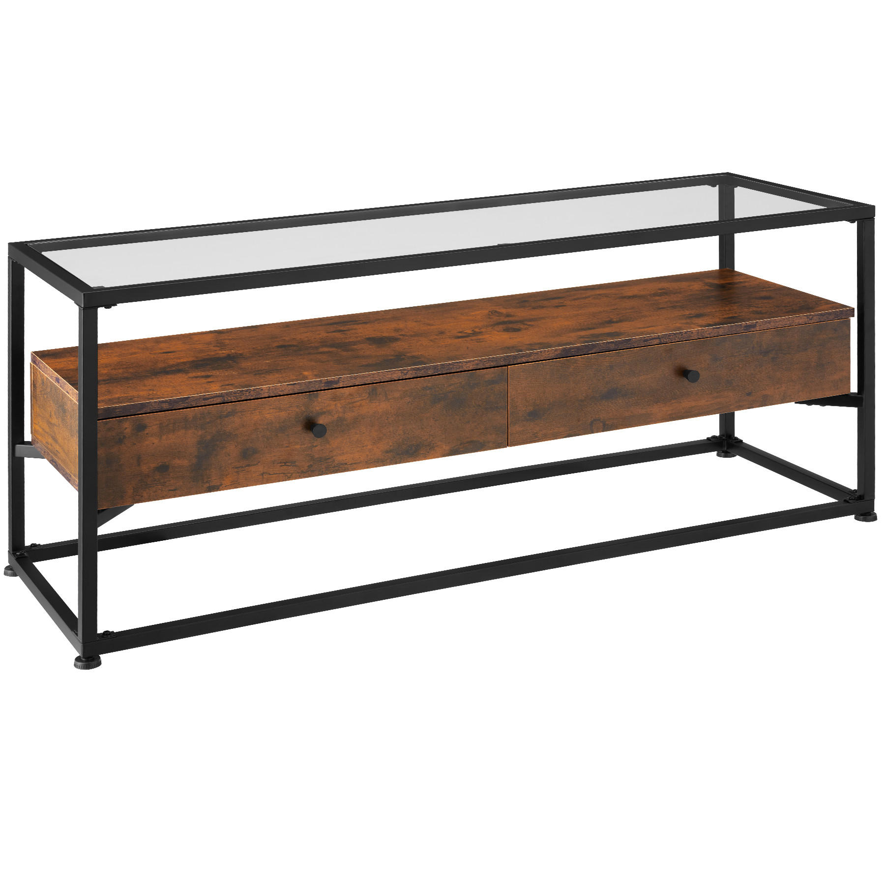 LOWBOARD Maidenhead,121,5 x 41,5 x 50,5 cm,Industrial Holz dunkel, rustikal - Rostfarben, Holzwerkstoff (41.5/50.5/121.5cm) - tectake