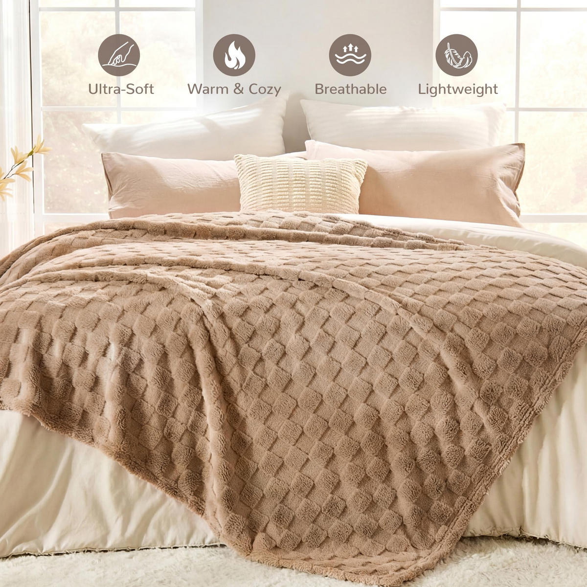 WOHNDECKE Uni Doubleface 150/200 cm - Braun, Textil (150/200cm) - Kaket