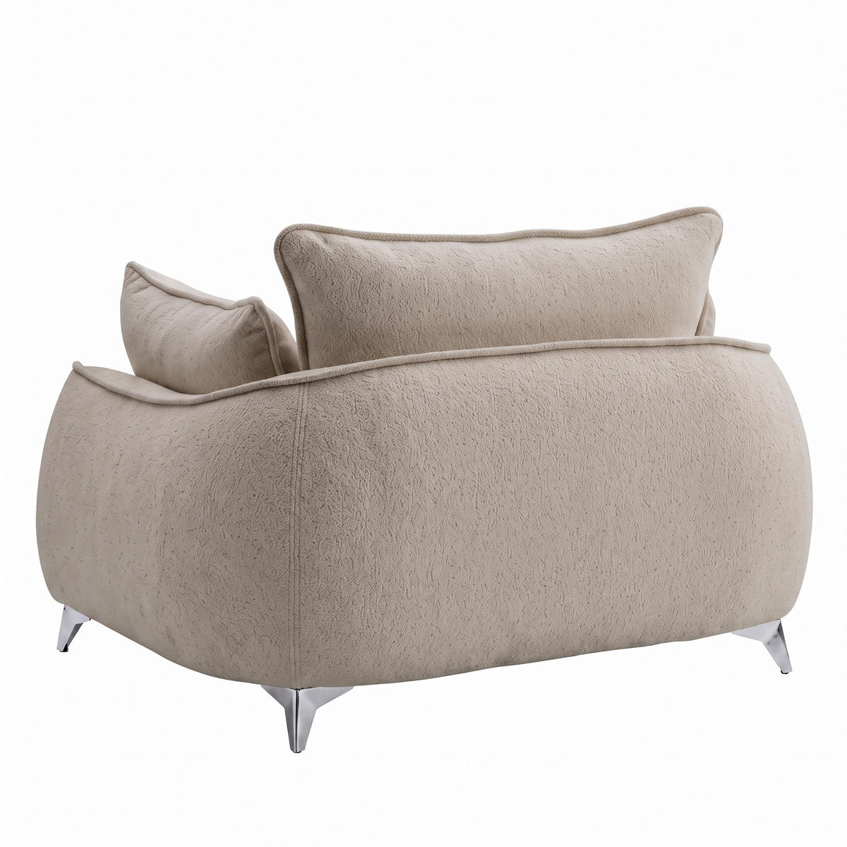 SESSEL MELANI Velours Beige - Chromfarben/Beige, Holz/Textil (140/90/85cm) - Muffo