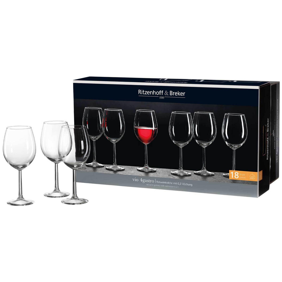 ROTWEINGLÄSER Vio 4Gastro transparent 430 ml 6er Set - Transparent, Glas (0.43L) - Ritzenhoff Breker