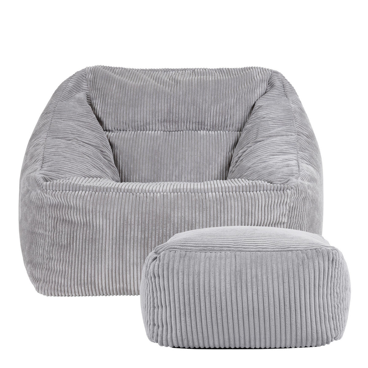 SITZSACK Cord Sessel Natalia mit Hocker - Hellgrau/Grau, Textil (100/80/88cm) - icon