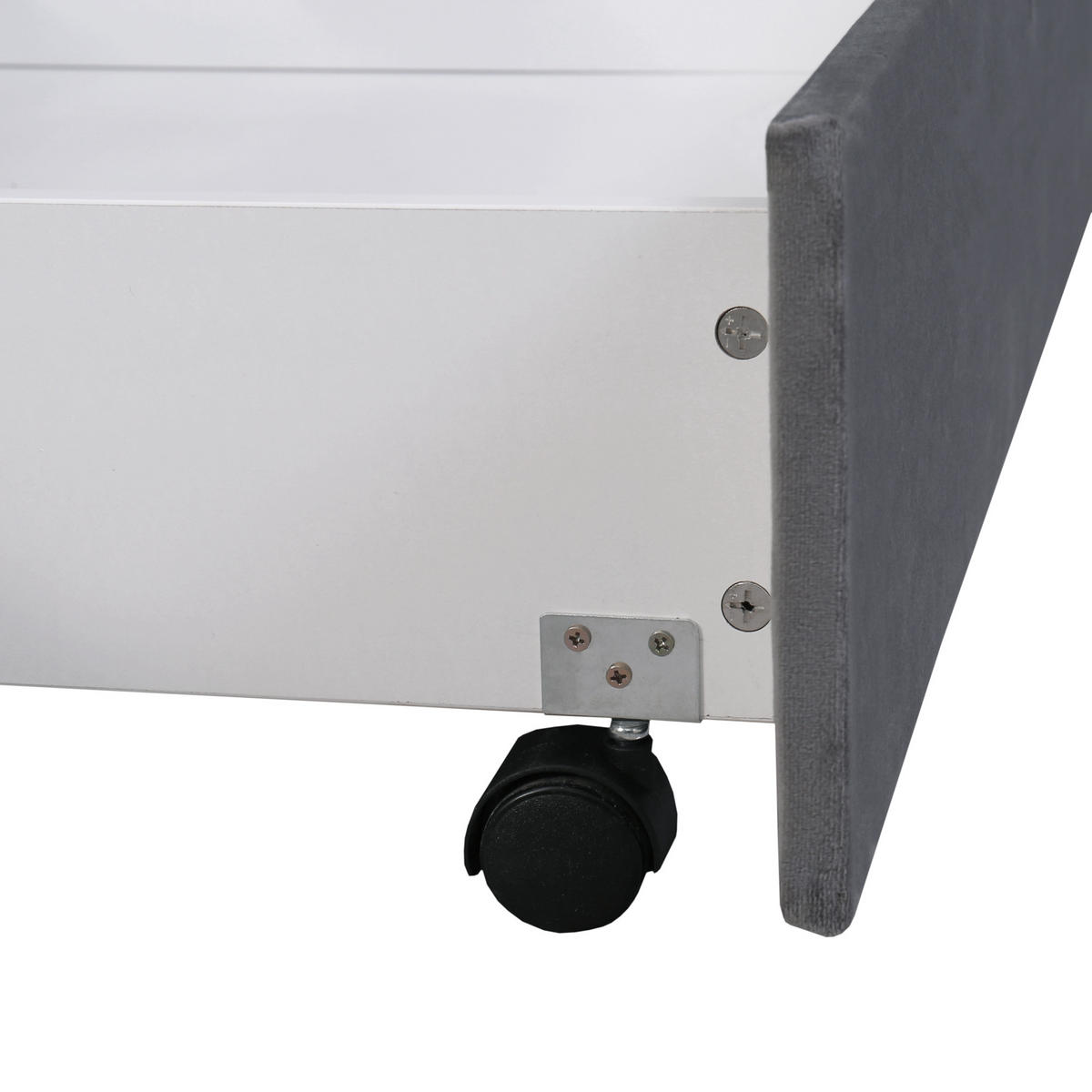 POLSTERBETT 160x200 Samt Lattenrost 2 Schubladen Grau - Grau, Textil - FLIEKS