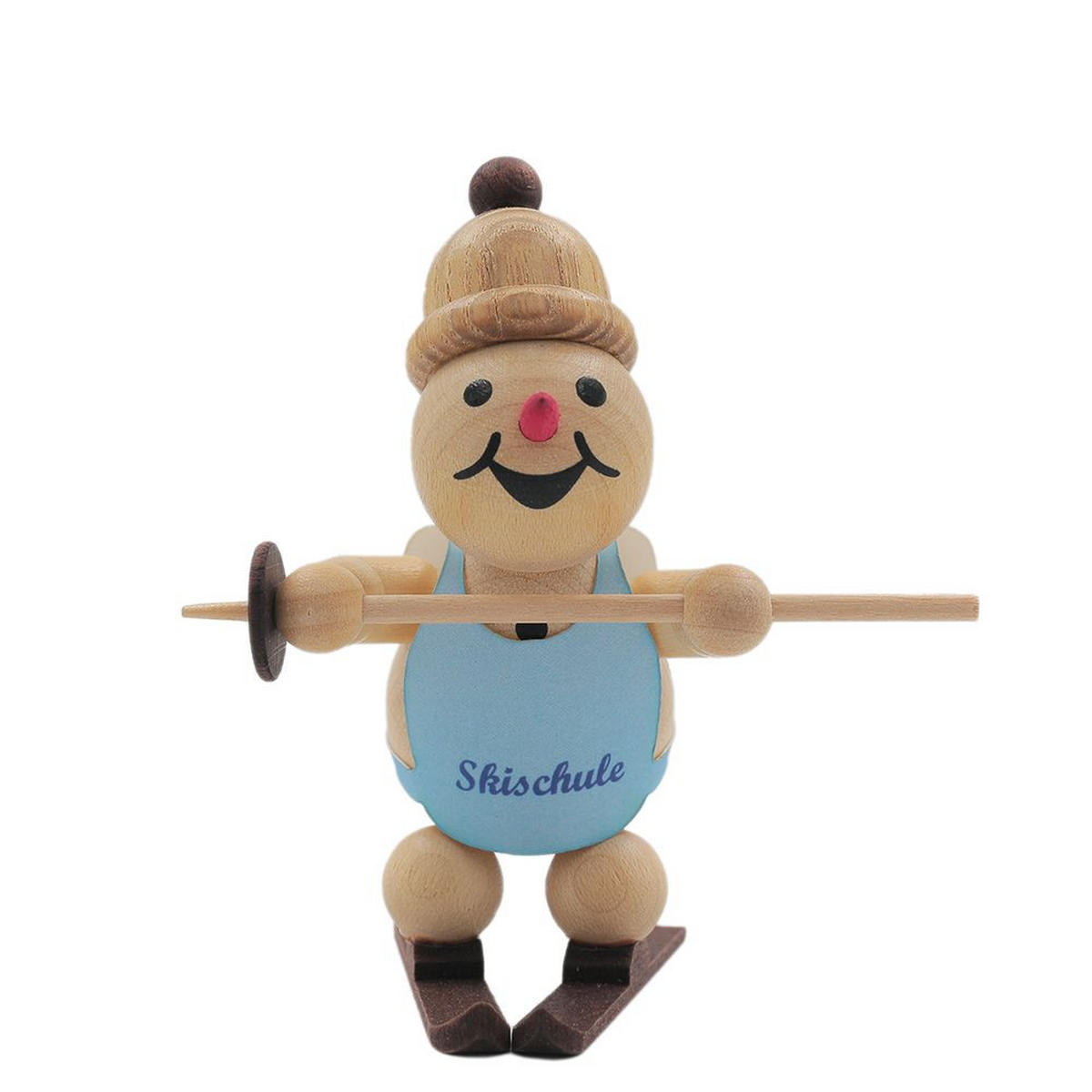 HOLZFIGUR Schneemann Junior Skianfänger Schneepflug 8 cm - Multicolor, Holz (8/8/0.1cm)