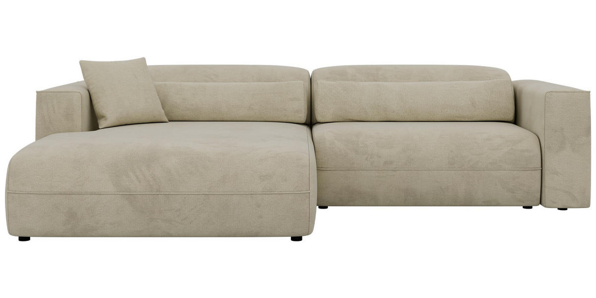 ROHOVÁ SEDAČKA PAZURRO L - Béžová Samet - Vľavo - čierna/béžová, textil/plast (288/180cm) - MKS
