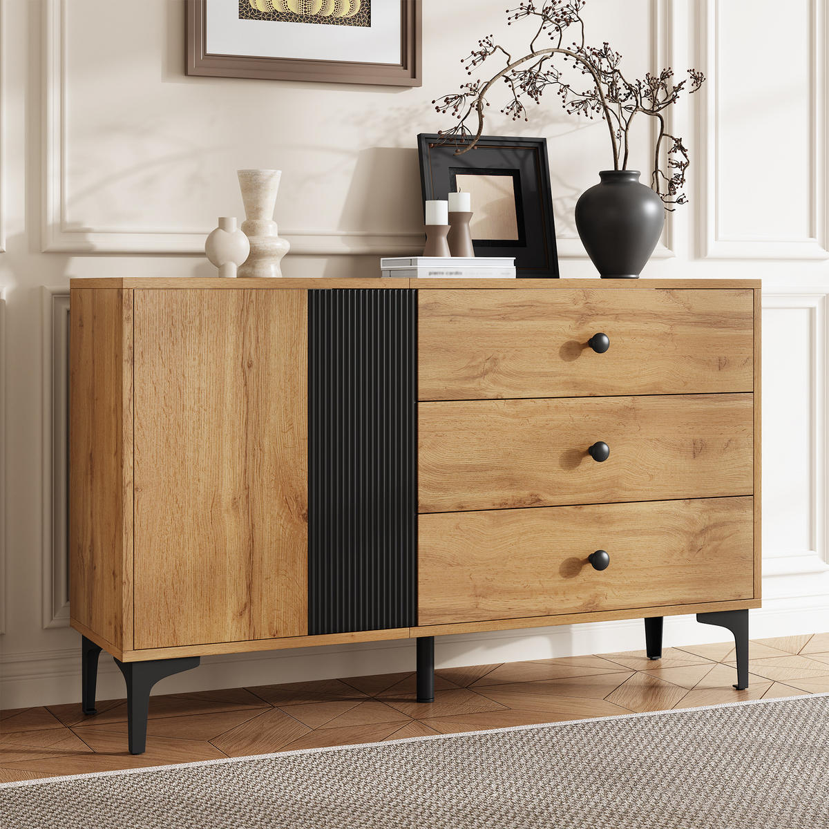 SIDEBOARD 120x35x76 cm Stauraum modern - Naturfarben, Holzwerkstoff (120/76/35cm) - LEBENLANG