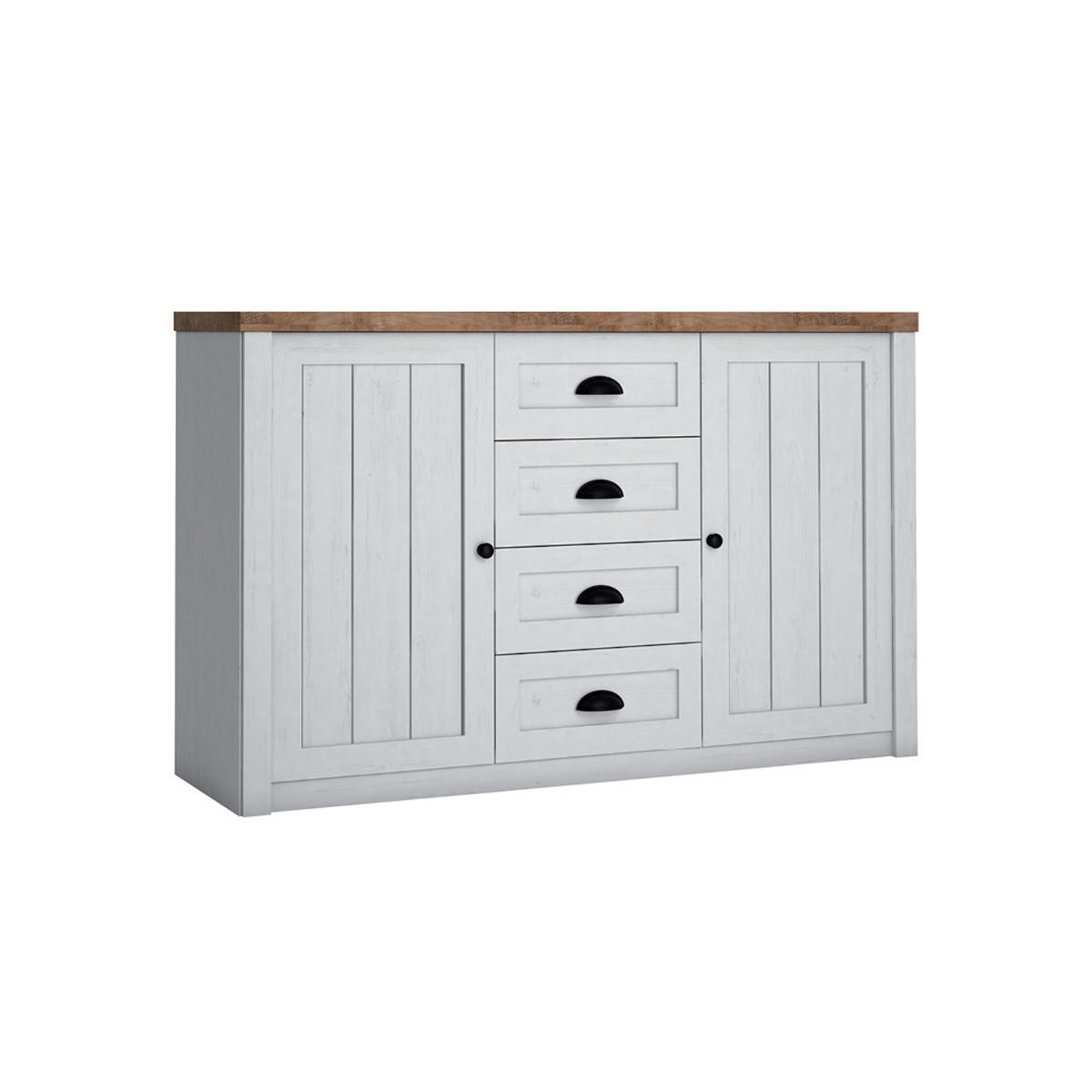 SIDEBOARD Léandre Weiß und Holz - Weiß, Holzwerkstoff (130.2/87.3/43.3cm) - Petits-meubles