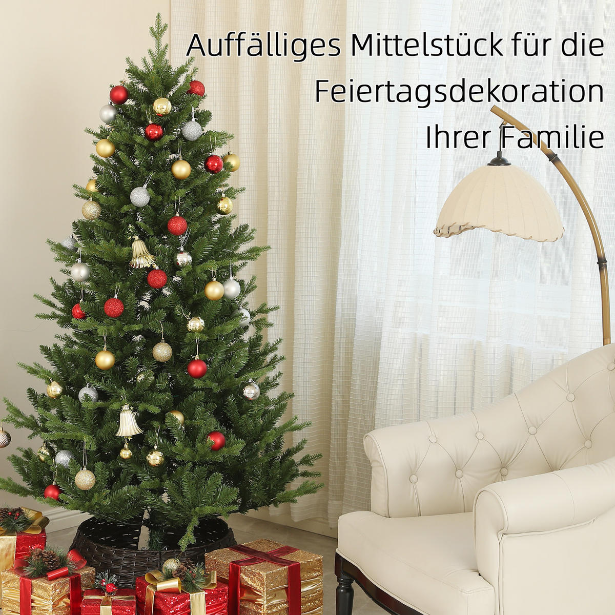 KÜNSTLICHER Weihnachtsbaum, 180 cm Christbaum mit Schnellaufbau Klappsystem - Grün, Kunststoff (180cm) - HOMCOM
