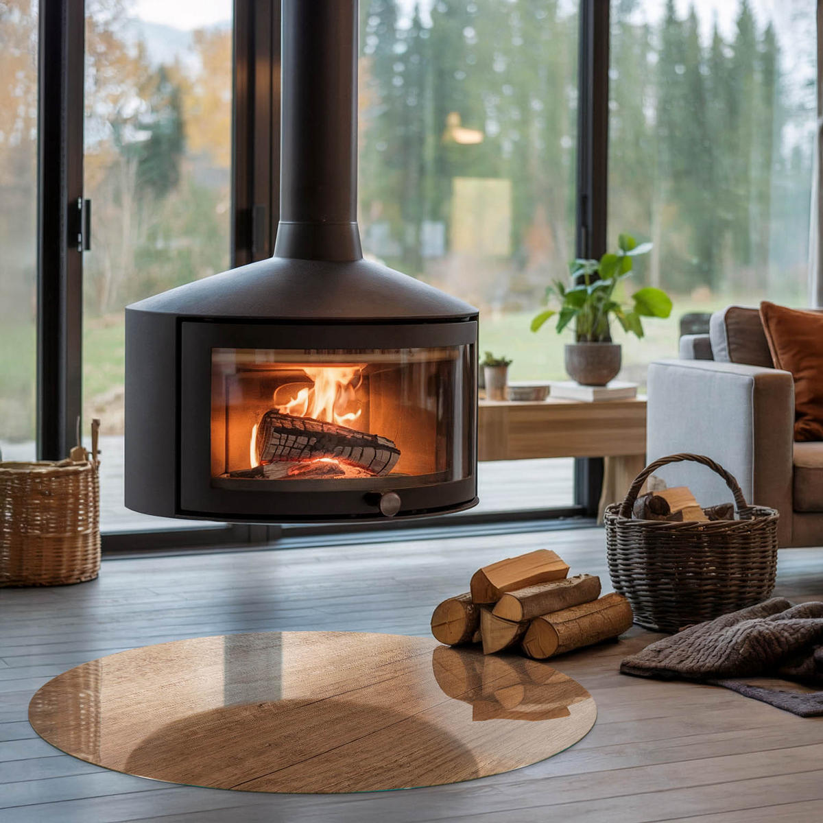 GLASPLATTE für Kamin Ø 100 cm - Braun, Glas (100/100/0.4cm) - TULUP