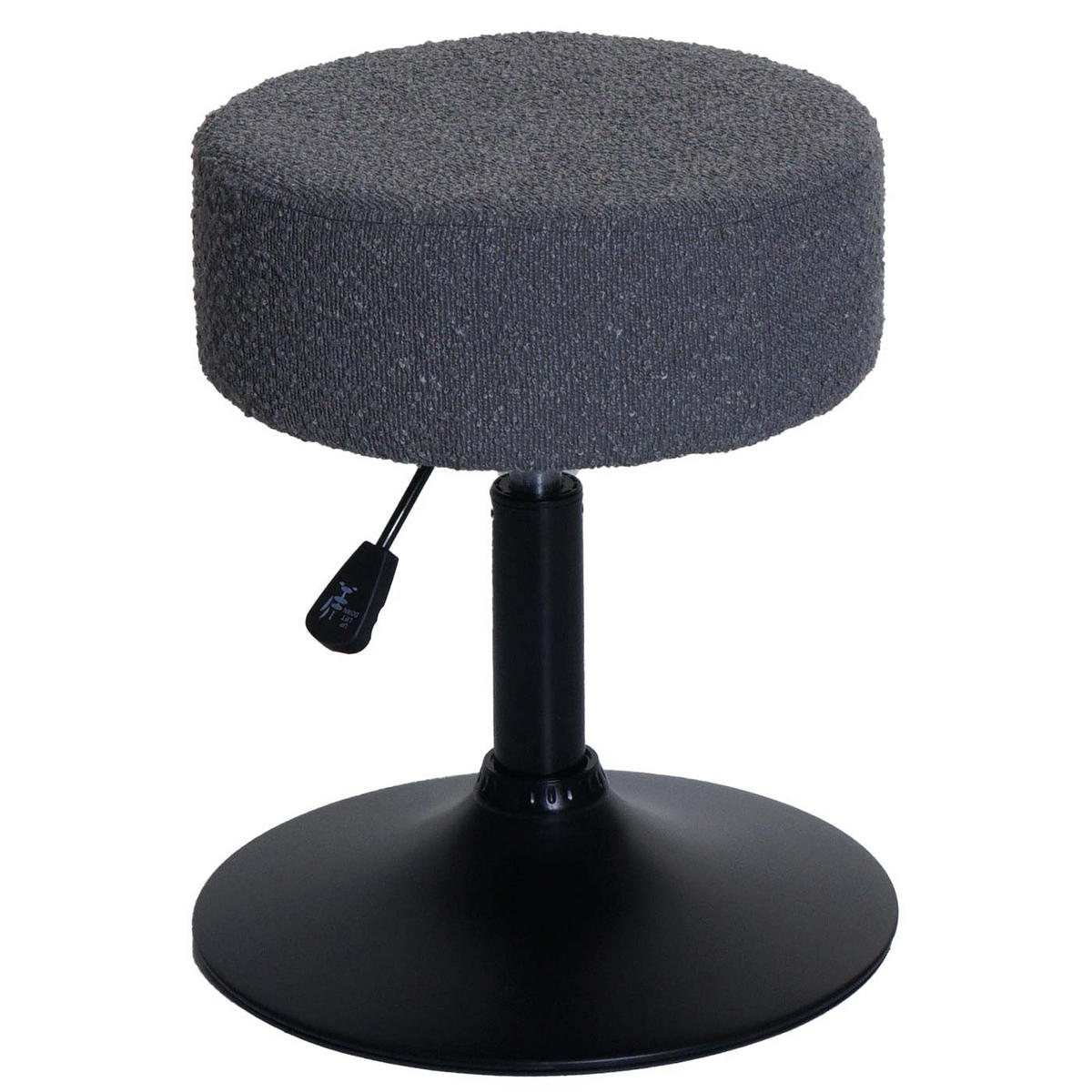 HOCKER höhenverstellbar und drehbar Sitzhöhe 45-57cm Ø 37cm Stoff Bouclé Dunkelgrau - Grau, Textil (37/57/37cm) - PROREGAL