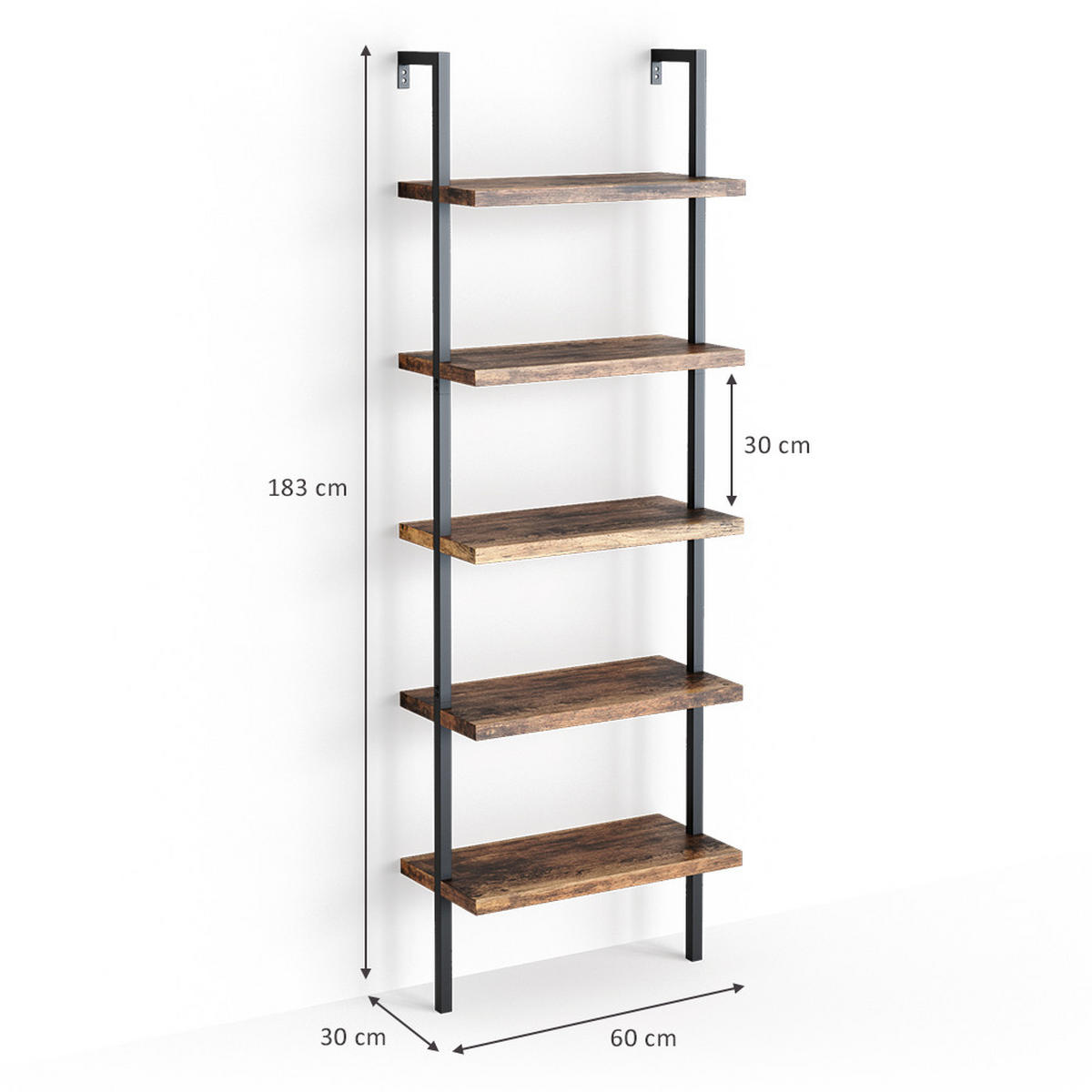 BÜCHERREGAL Ava Antikholz 60 x 183 cm - Eichefarben, Holzwerkstoff (60/183/30cm) - Vicco