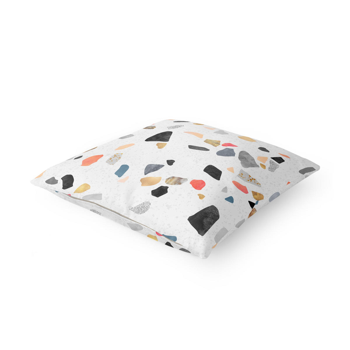 KISSENBEZUG Weißer Terrazzo mit Goldsteinchen 40/40 cm - Weiß, Textil (40/40cm) - Bilderwelten