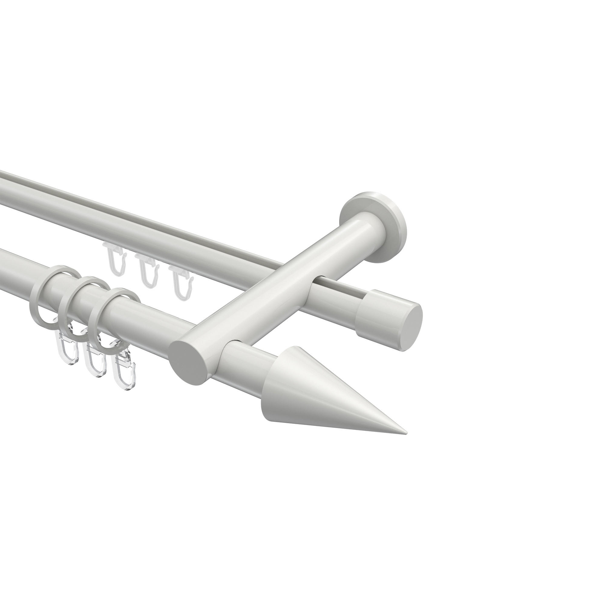 RUNDROHR-INNENLAUF-GARDINENSTANGEN-SET Platon Savio 600 cm (geteilt in 3 x 200 cm), 2-läufig, 20 mm Ø Weiß - Weiß, Metall (600cm) - INTERDECO