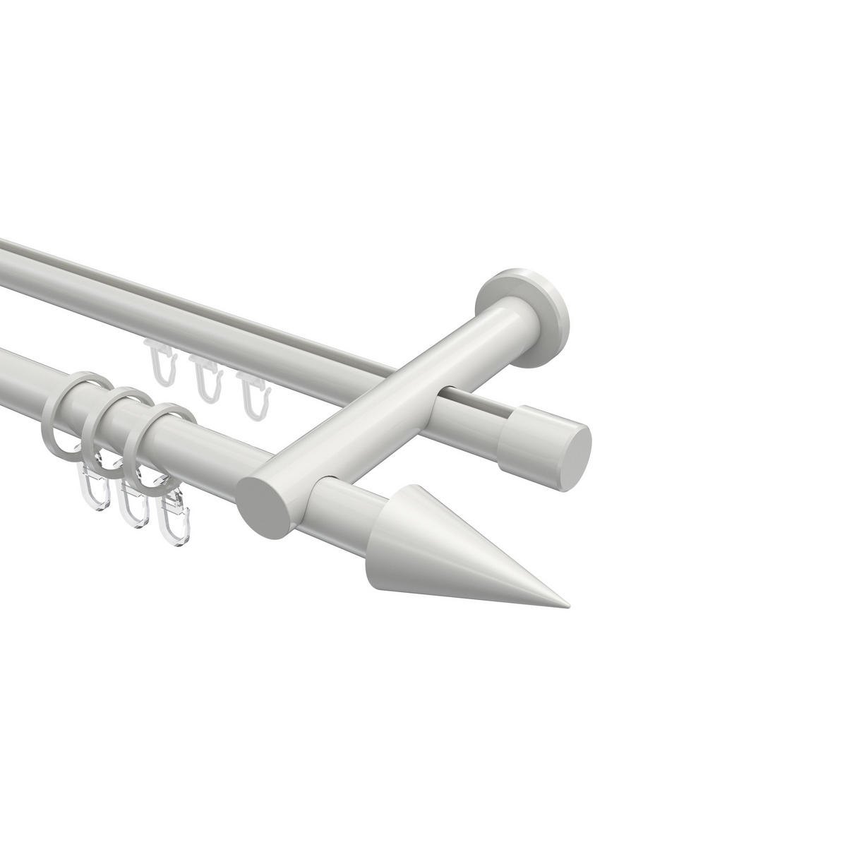 RUNDROHR-INNENLAUF-GARDINENSTANGEN-SET Platon Savio 420 cm (geteilt in 3 x 140 cm), 2-läufig, 20 mm Ø Weiß - Weiß, Metall (420cm) - INTERDECO