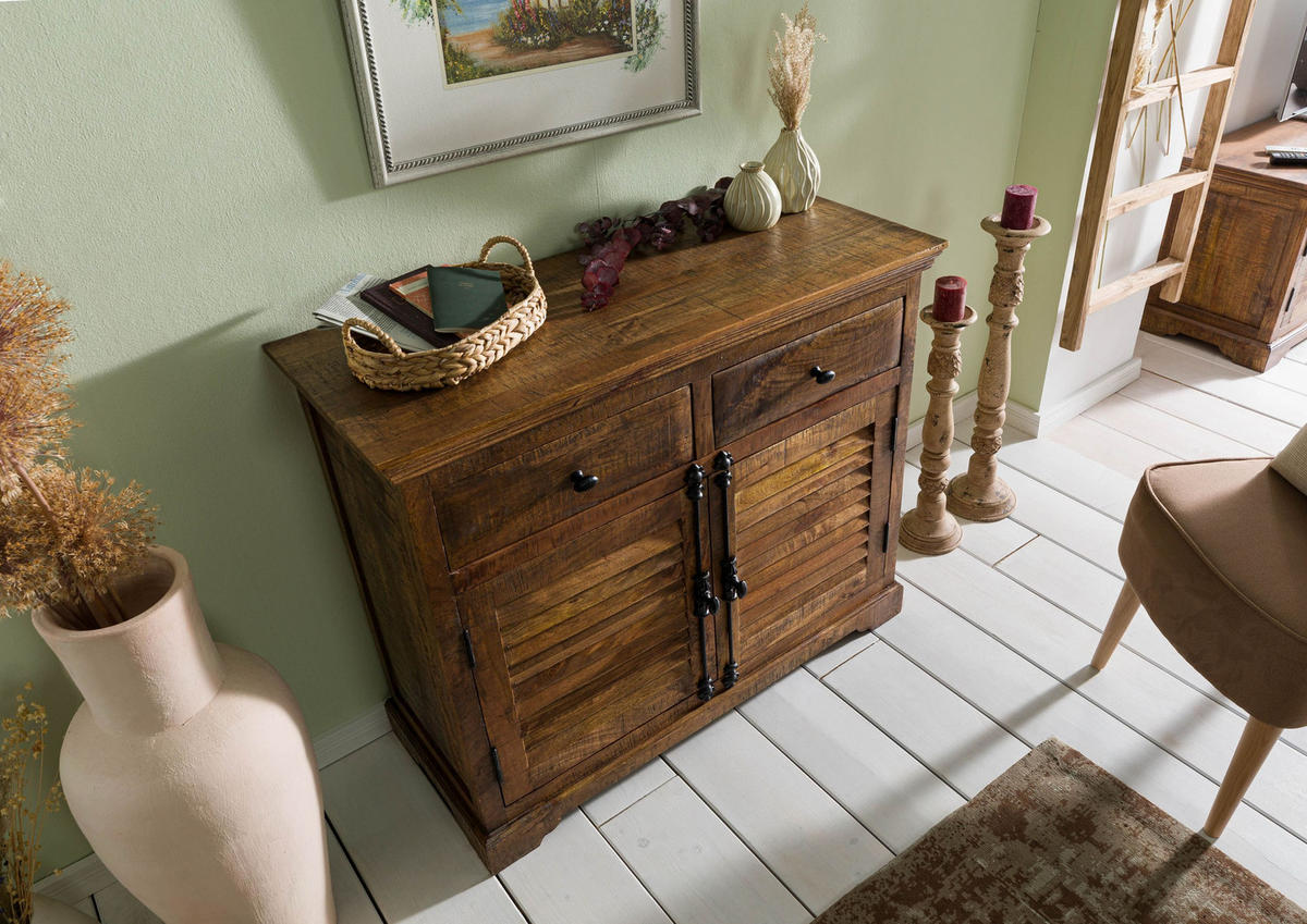 SIDEBOARD Mango 110x45x90 dunkelbraun geölt RODEZ #119 - Dunkelbraun, Holz (110/90/45cm) - Massivmoebel24