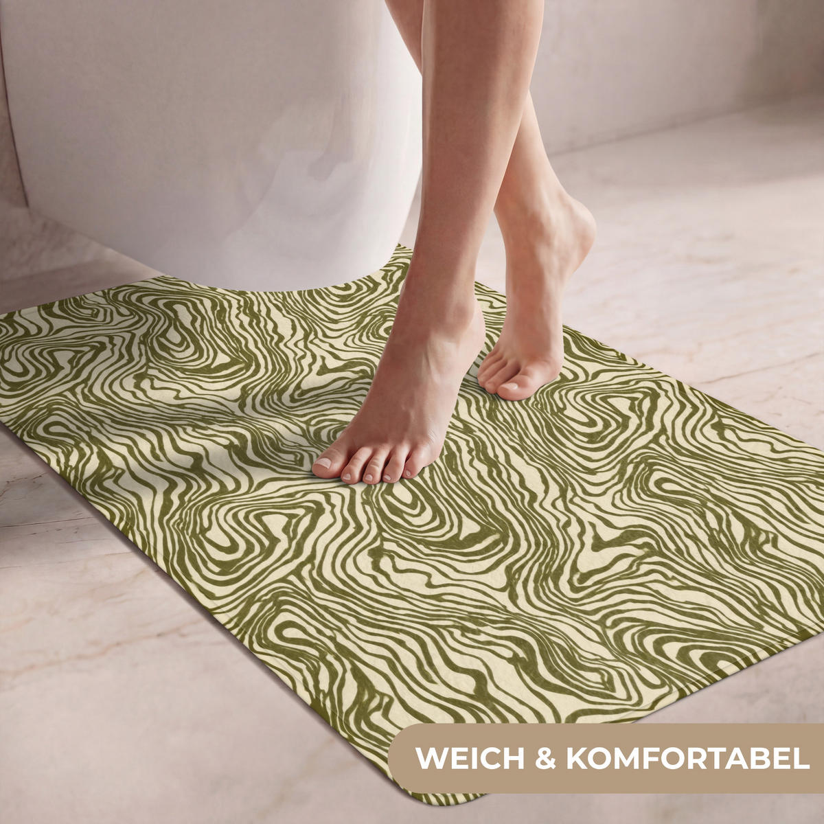 WC PŘEDLOŽKA Abstraktní - Mramor - Zelený 60x90 cm - tmavě zelená, textil/plast (60/1cm) - OnlyWow
