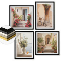 WANDBILDER 4er-Set - 50x50 cm & 40x60 cm Schwarzer Rahmen - Charmante Küstenstraßen - Schwarz, Kunststoff (50/50cm) - ArtPrintCave