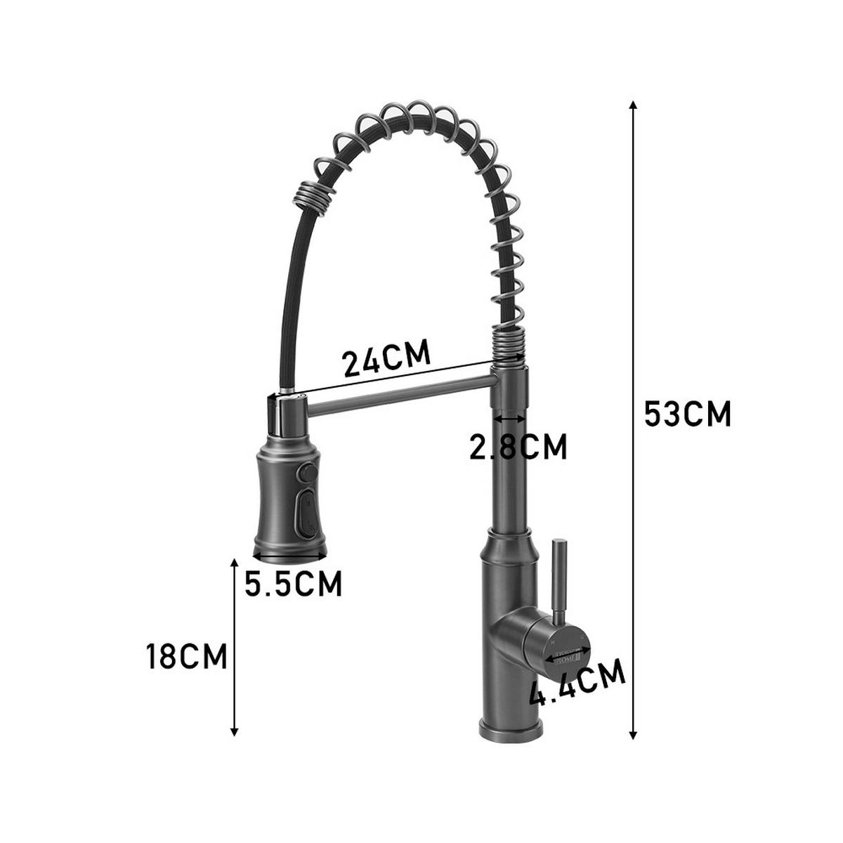 KÜCHENARMATUR Ausziehbar Federbrause Einhandgriff Grau - Grau, Metall (24/53/5.5cm) - Livingandhome