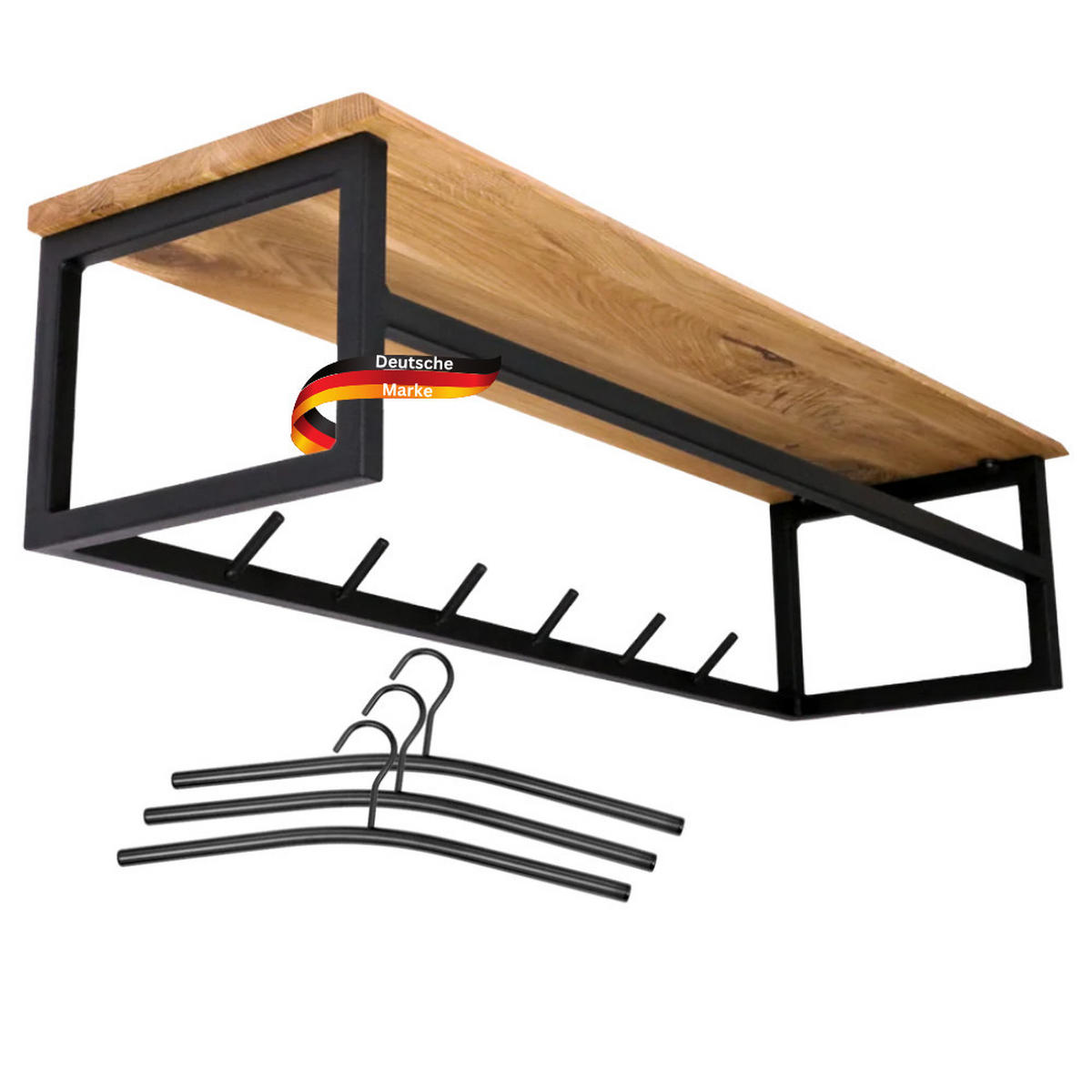 WANDGARDEROBE mit Ablage EGON Eichenholz Mit Baumkante - Braun, Holz (92/22/29.2cm) - DELUKE