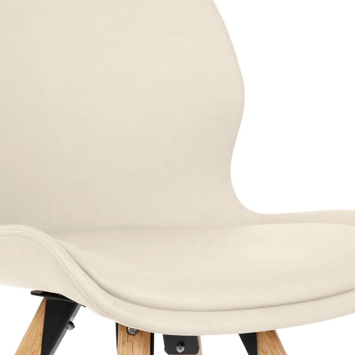 STUHL Lederlook Creme - Eukalyptusholzfarben/Creme, Holz/Textil (49/87/58cm) - CLP